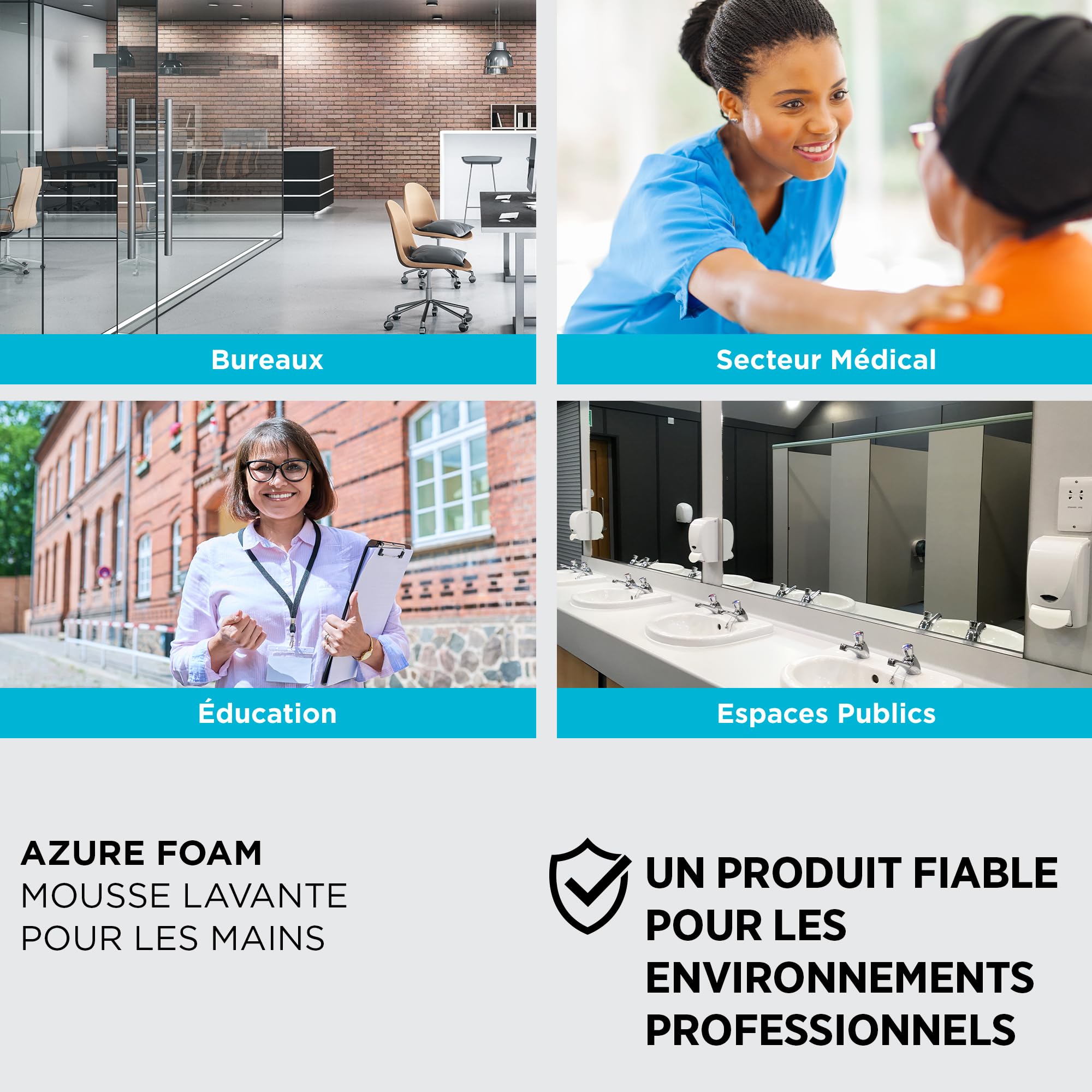 SC Johnson Professional Azure Foam Kit de Démarrage – Distributeur Mural de Savon pour Les Mains – Nettoyant moussant – 1 Distributeur + 1 Recharge (1 Litre) – Réservé à Un Usage Professionnel