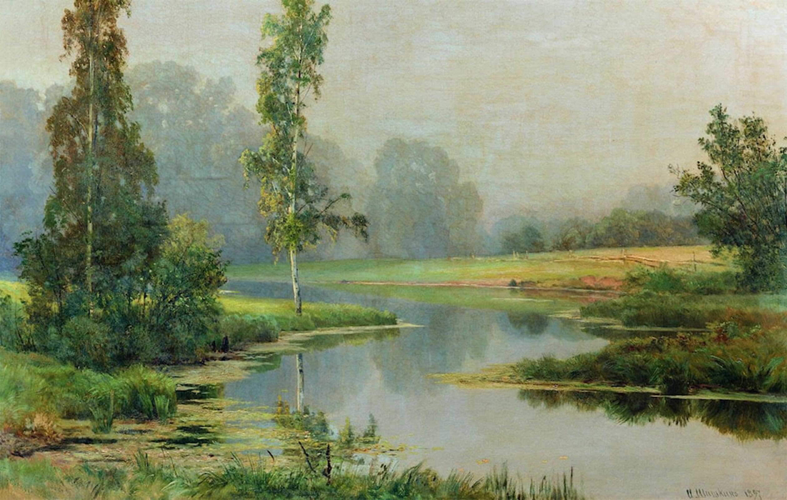 POSTERIIk Famous Animal Posters Vintage Picture Misty Morning by Ivan Shishkin Modern Wall Decor for Home Decor 60x90cm