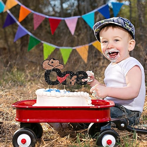 Miniatura 6 de Cowboy One - Decoración para pastel de primer cumpleaños para bebé, decoración de fiesta de cumpleaños del oeste de mi primer rodeo, suministros de