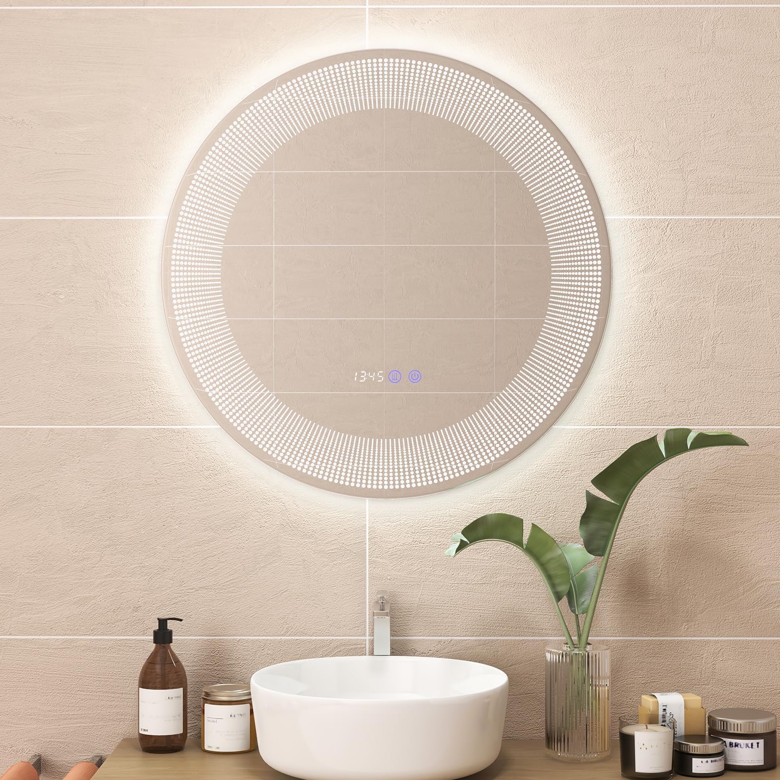RELAX4LIFE specchio da bagno rotondo con illuminazione, specchio LED Ø 60 cm, 3 temperature di colore e interruttore touch, antiappannamento