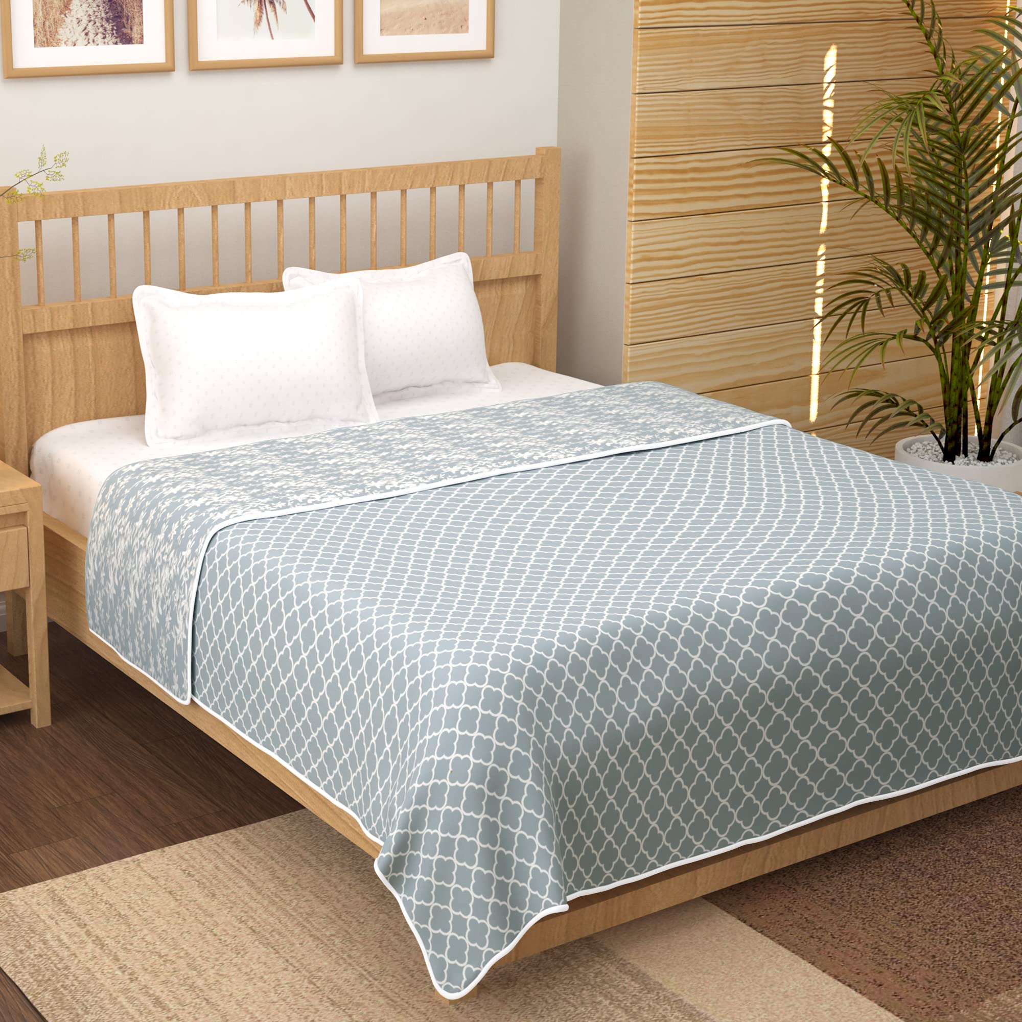 Story@Home100% Cotton Reversible Single Light Weight Dohar, AC Blanket, Blanket for Winter, All Season Super Soft Dohar, 144 X 220 CM, Purple & White