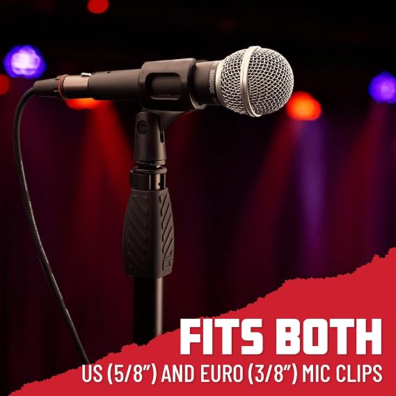 Gator Frameworks Microphone Stand with 10 Weighted Base and Soft Grip Twist Clutch Height Adjustment, (GFW-MIC-1000)