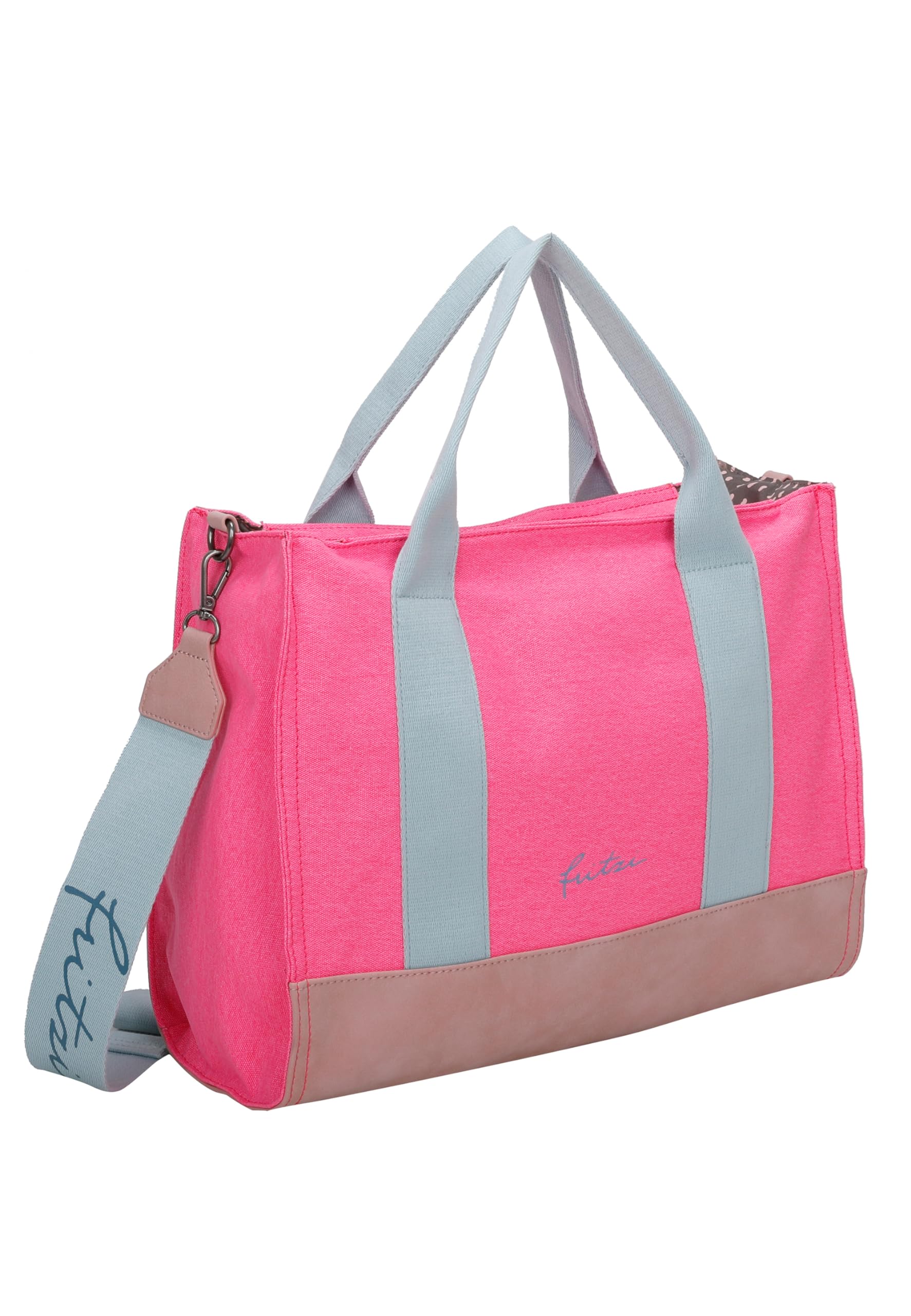 Fritzi Canvas Tote Bag Uni Shopper Damen Handtasche 29,5 x 40 x 14 cm – Schwarz, Rosa, Orange, Light Purple, Mint-Salbei, Blau, Pink, Gruen, Lila, Mint-Pastell, Braun, Rosa, Beige, Gelb