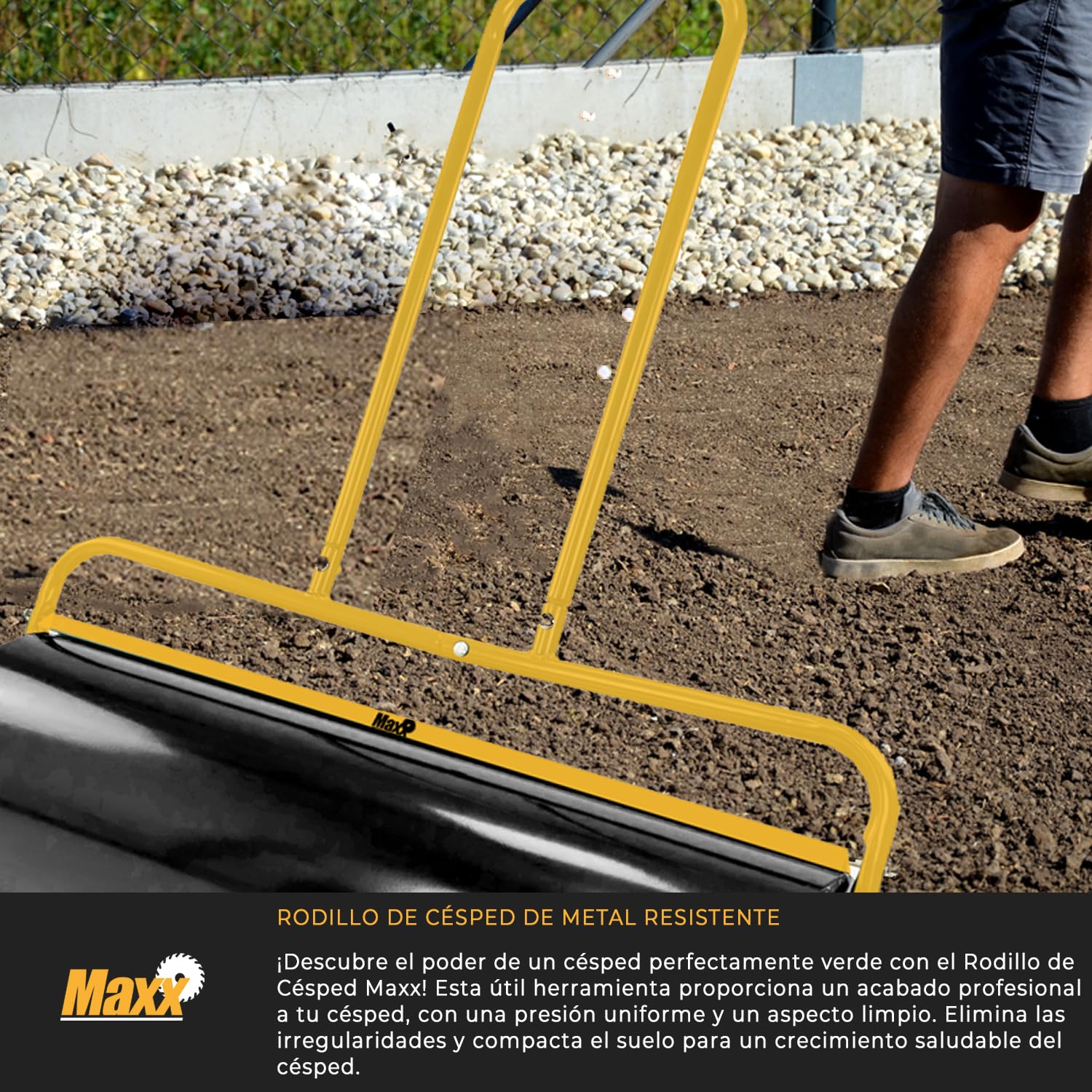 MaxxGarden - Rodillo para césped (acero, 90 cm de ancho, 33 cm de diámetro)