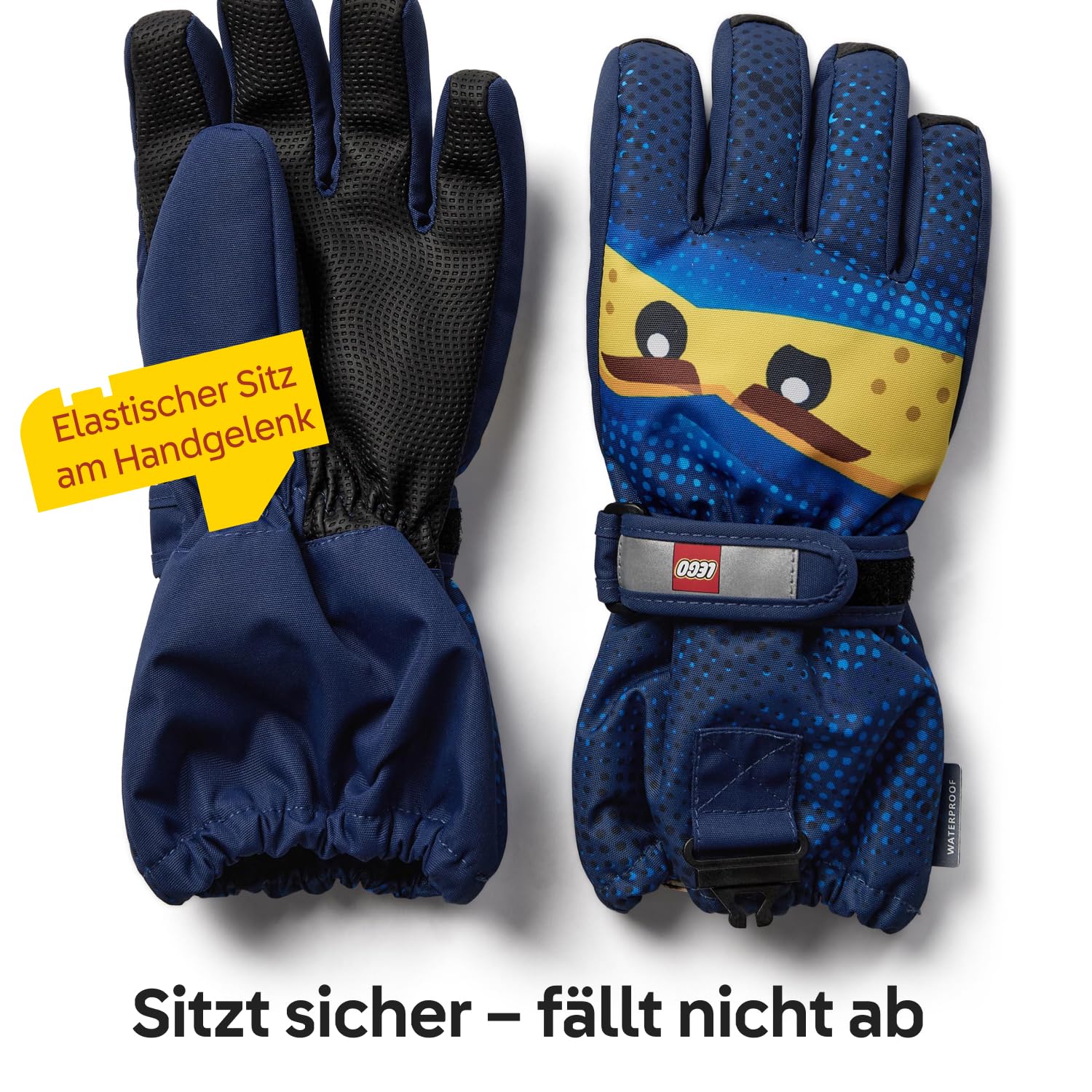 Kabooki LEGO® NINJAGO® Skihandschuhe für Kinder - Wasserdicht & winddicht mit Thinsulate-Isolierung | Anti-Rutsch-Grip, Sicherheitsschnalle & 3M Reflektoren