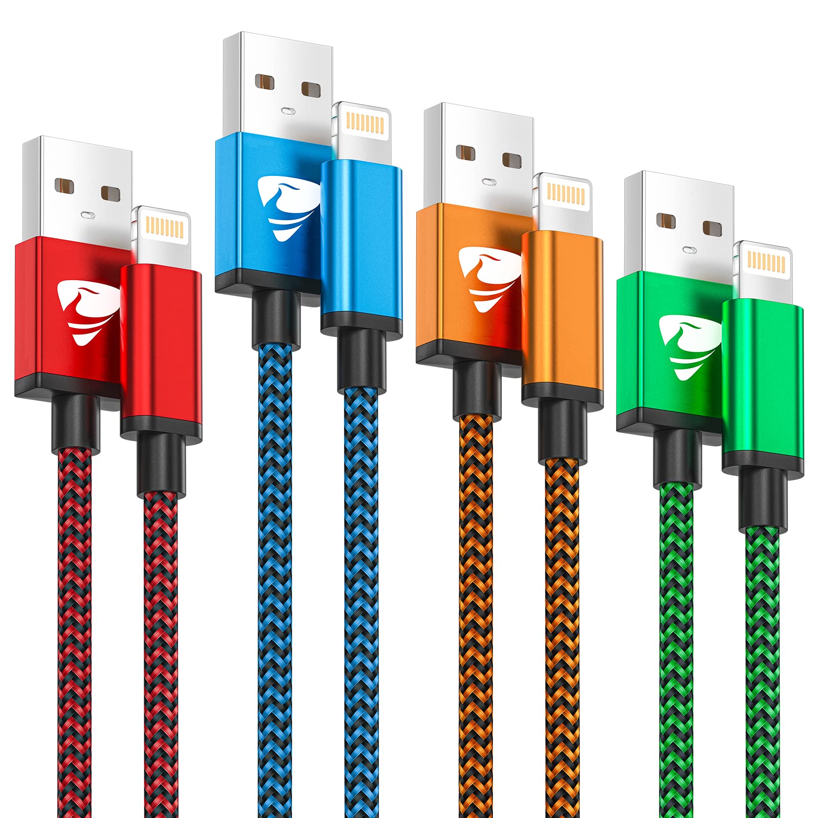 Cavo iPhone [0.5M 1M 1.5M 2M Metri 4Pezzi] Cavo Lightning Usb Certificato MFi Cavetto iPhone Filo Caricatore Carica Rapida Caricabatterie Nylon per iPhone 14 13 Pro Max 12 11 XR XS X 8 7 Plus SE iPad