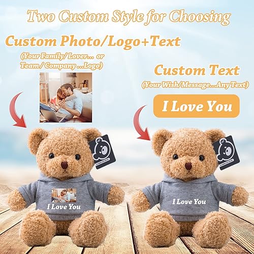Miniatura 2 de Oso de peluche personalizado, oso de peluche con texto personalizado + imagen como regalo personalizado para novia/novio en el día de San Valentín,