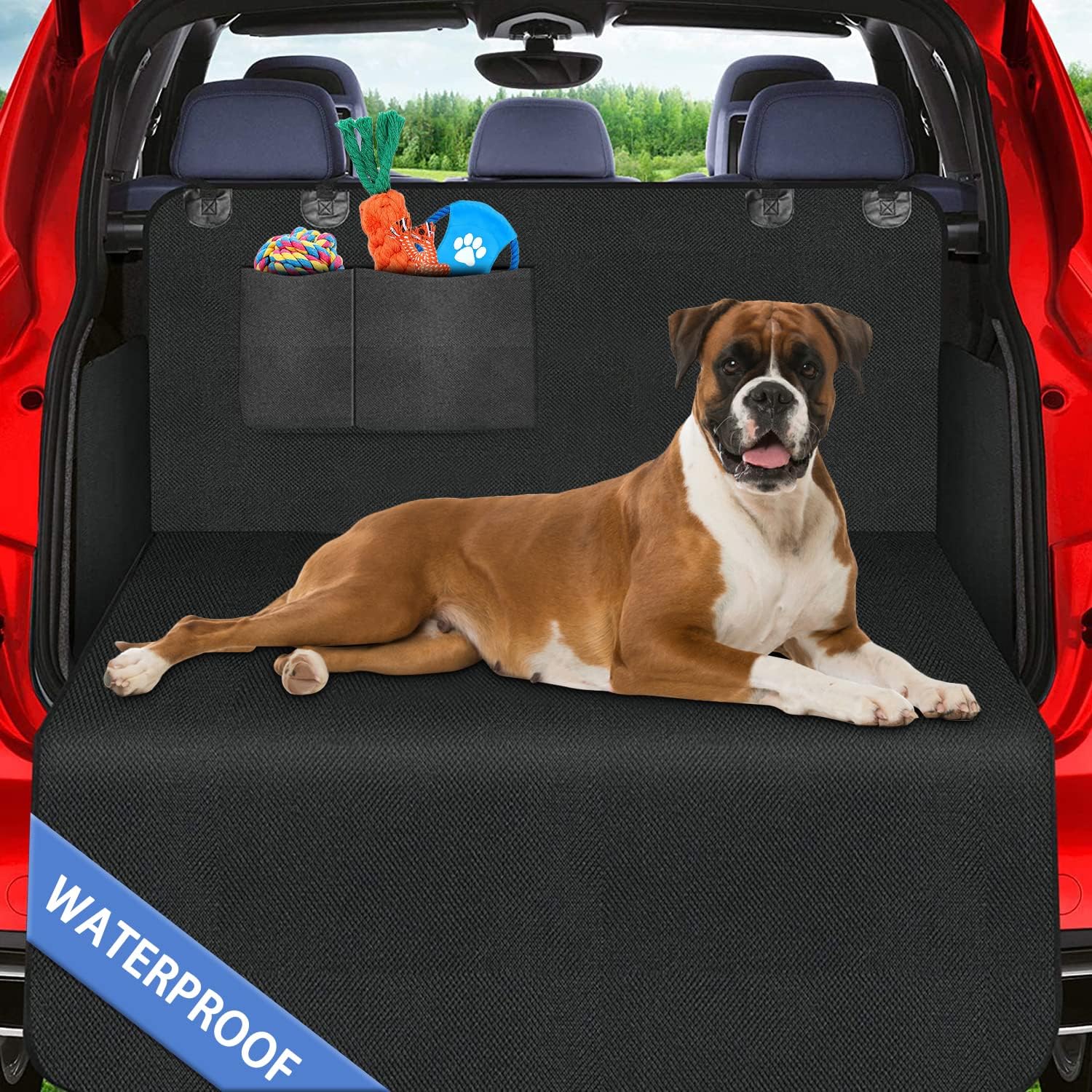 Wimypet Dog Car Seat Cover, Waterproof Car Boot Liner Protector, Car Boot Protector for Dogs with Side Protection, Anti-Slip Car Liner for Dogs Scratch Dust Hair for Car Van SUV Trucks 180 x103 cm