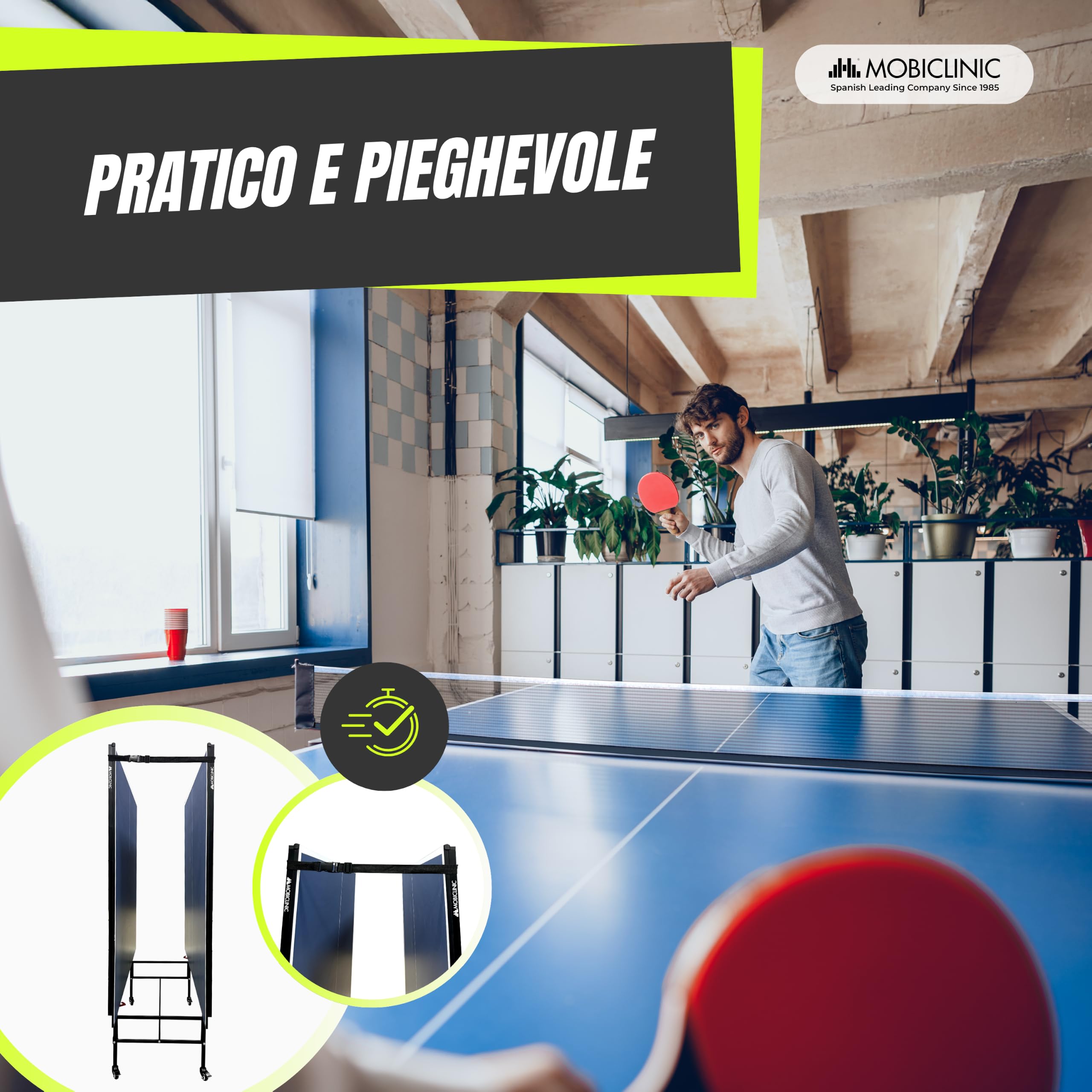 Mobiclinic®, Tavolo Da Ping-Pong Professionale Pieghevole, 274x152’5x76 cm, Include Rete e Custodia Protettiva, 2 Racchette, 3 Palline, Tokyo, Ruote Bloccabili a 360º, Maniglie Per il Trasporto