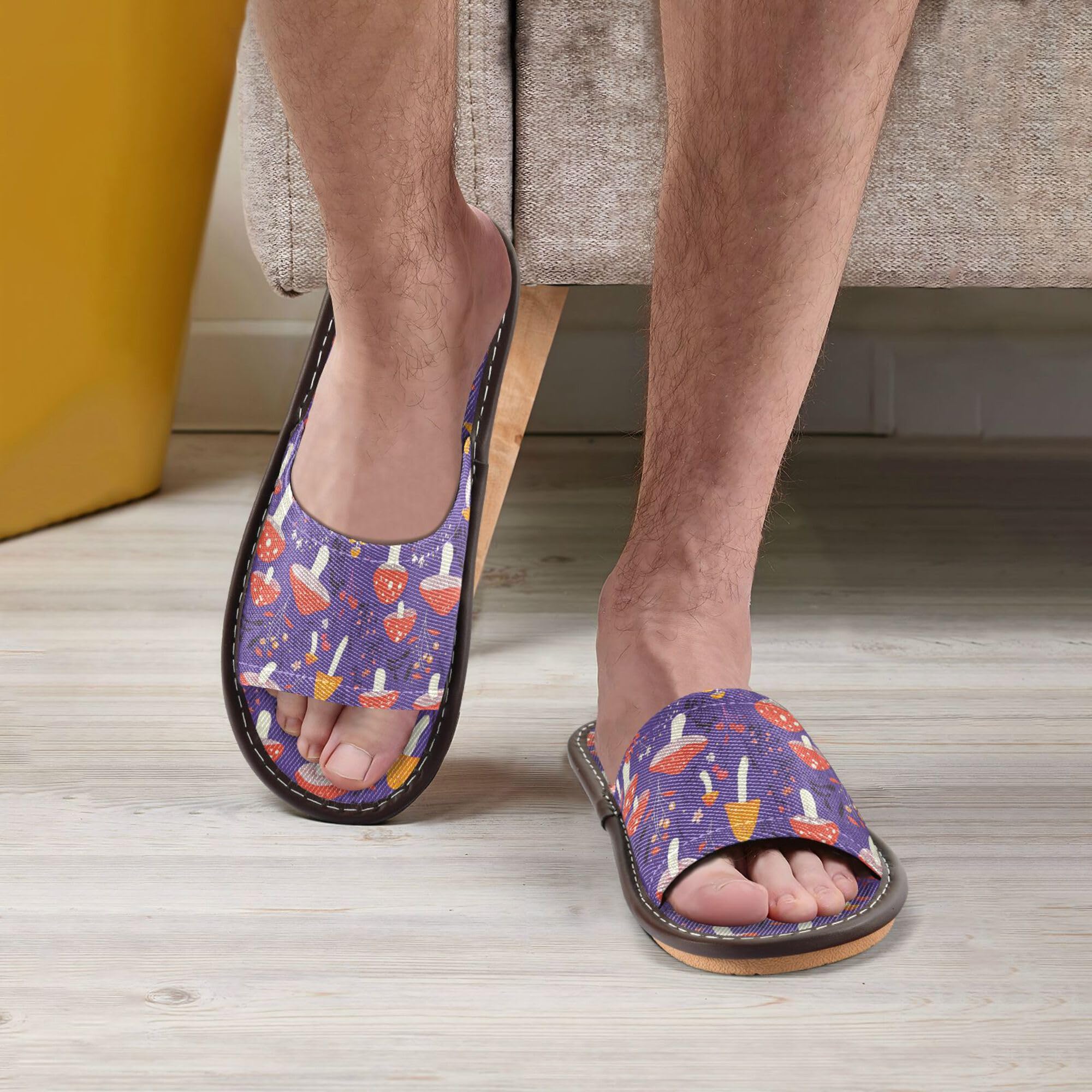 KLL Spa Shower Slippers Indoor and Outdoor Summer Cute Slip on Open Toe Home Shoes for Pool, Hotel, Travel 5.5-6 Red Mushrooms Termitomyces Albuminosus