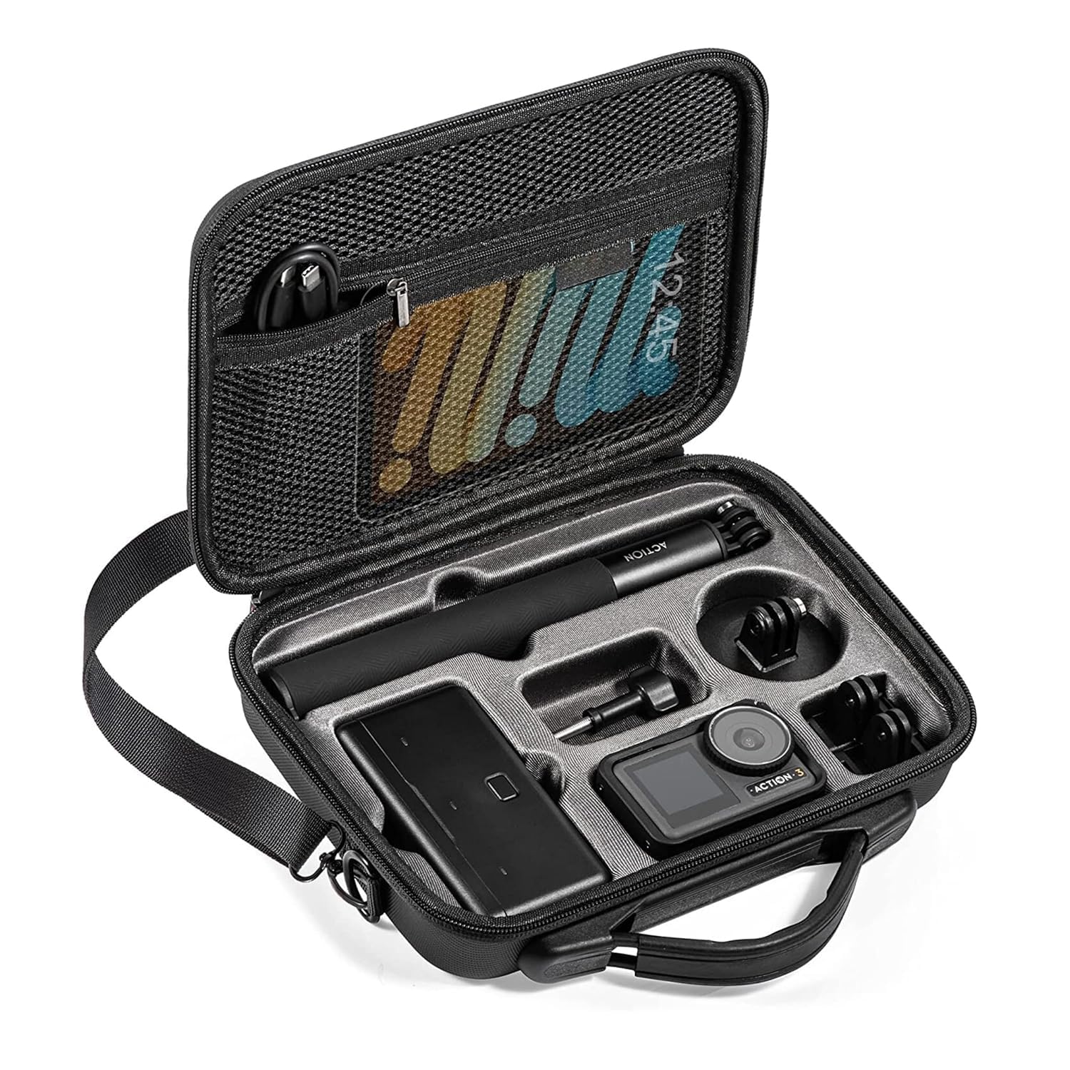 Storage Box for DJI OSMO Action 3 / DJI Action 4 Adventure Combo Water Proof Carry Case Shock Proof Action Camera, Hub Perfect Fit Bag : Protective Travel with Carabiner+Lanyard Ropes+Shoulder Straps