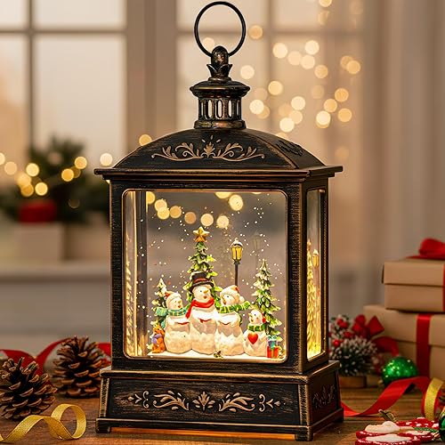Miniatura 11 de Linterna de globo de nieve de Navidad, linterna brillante de agua iluminada con cable USB y funciona a baterías, para regalos y decoración de Belén
