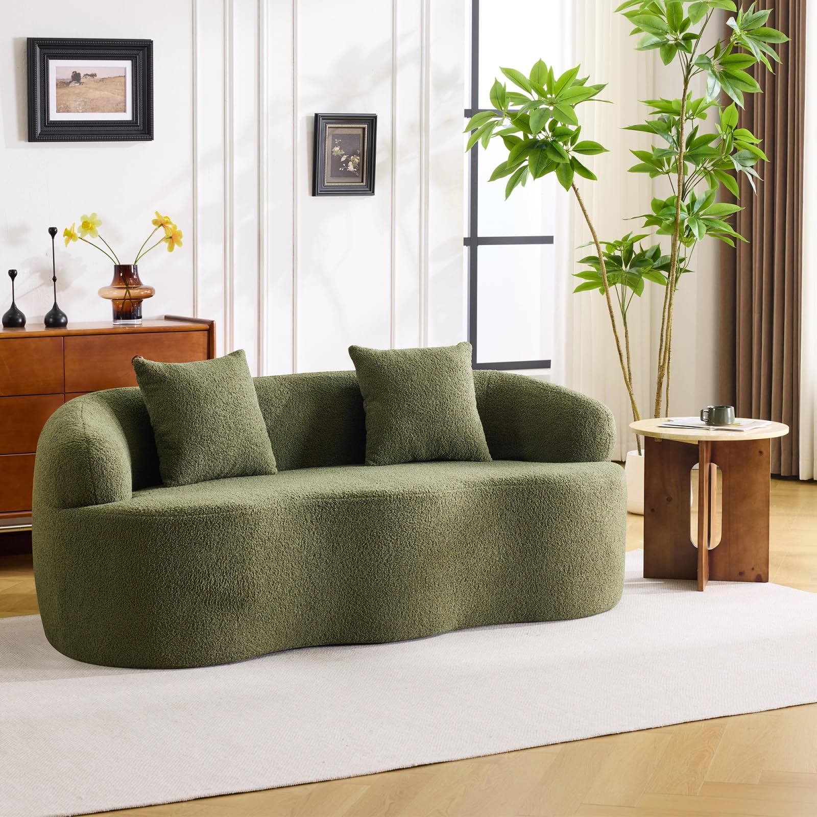 Sweiko 170 cm Canapé 2 Places Arc de Cercle avec 2 Coussins, sans Montage