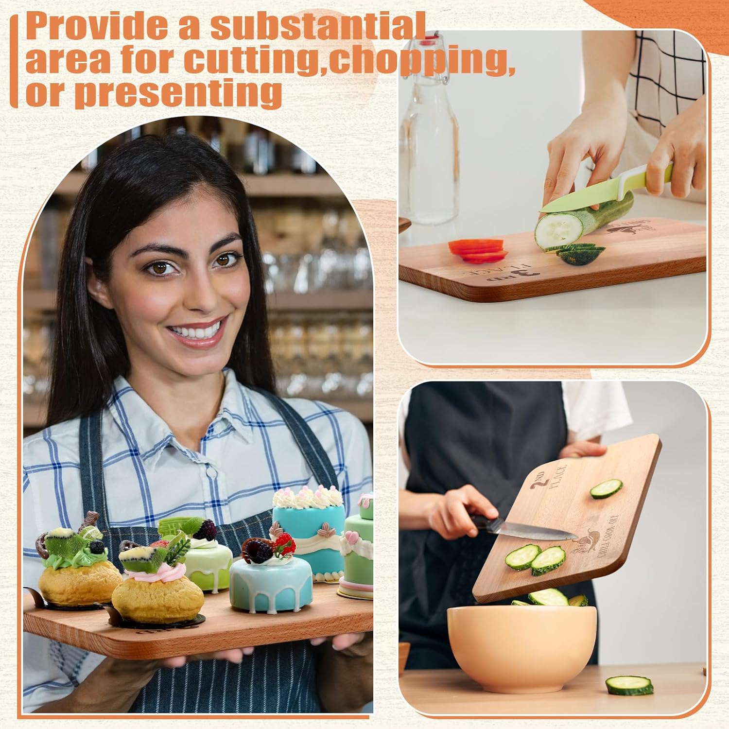 3 Set Chili Cook Off Trophies Prizes Beech Wood Cook Off Spoon Chili Festival Cutting Board Champion Gift for Men Women 1st 2nd 3rd Place Award(Chic) - Image 7