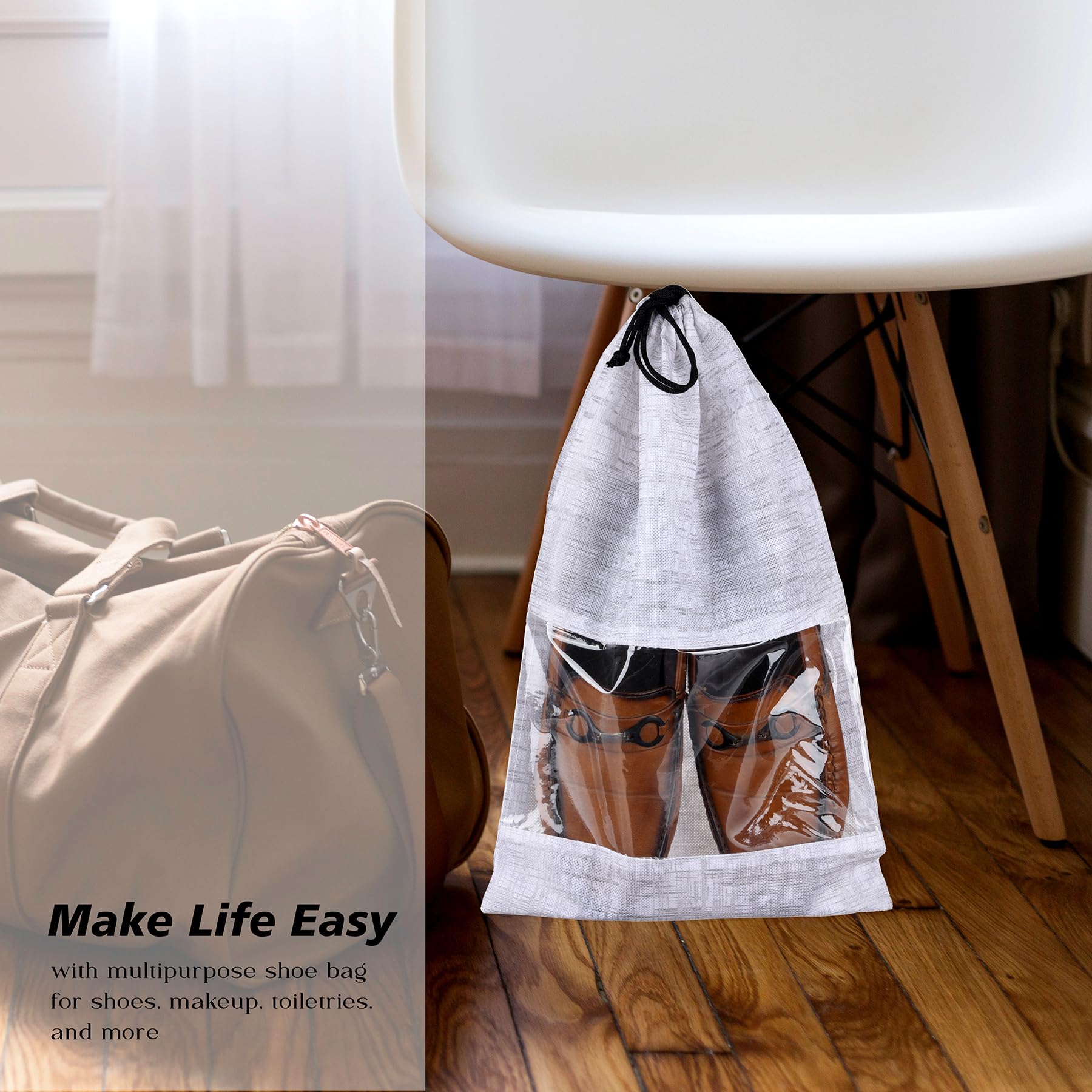 Kuber Industries Bolsas para zapatos | Bolsas de zapatos para viajes | Bolsas de almacenamiento de zapatos con cordón | Juego de organizadores de almacenamiento | Funda para zapatos con ventana