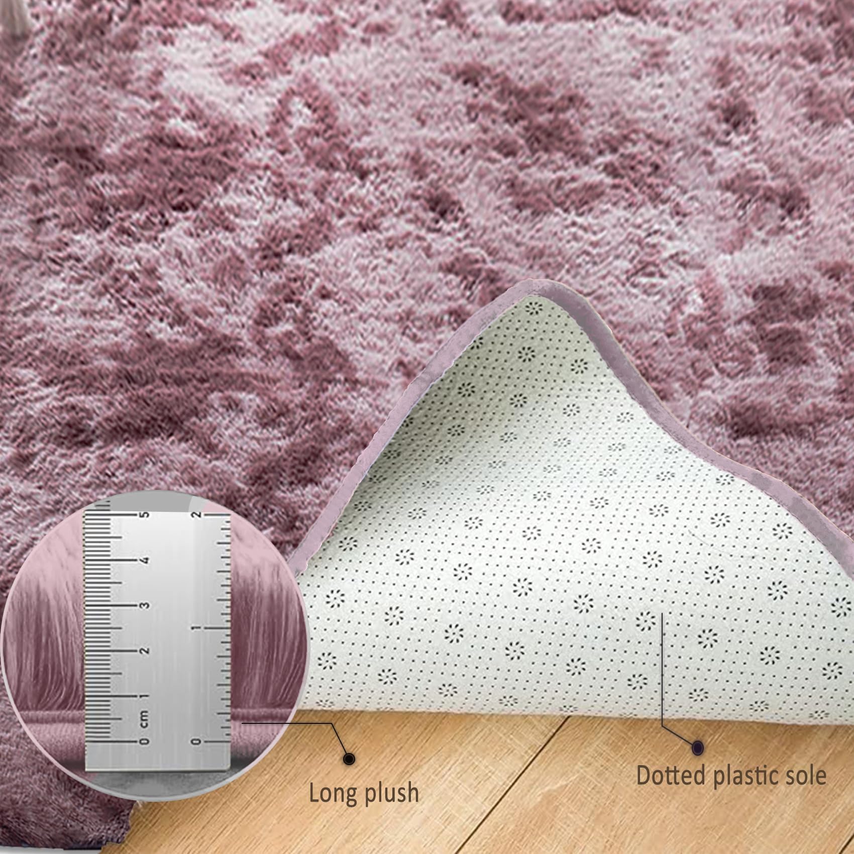 Alfombra Decorativa 110 x 145 cm, Súper Grueso Lavable a Máquina Duradero, Antimanchas, Resistente a La Humedad, Alfombras para Dormitorio, para Sala de Estar, Rosa Púrpura