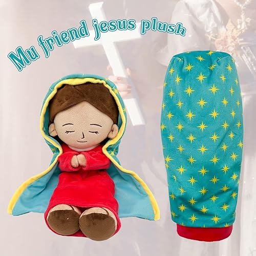 Miniatura 6 de Enhopty Muñeco de peluche de la Señora de Guadalupe con la bendita María, juguetes religiosos de Cristo, figura religiosa cristiana de peluche,