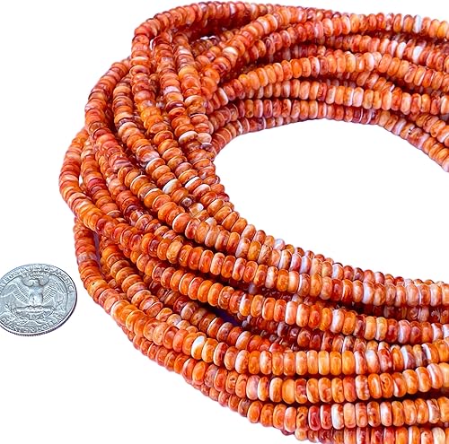 Miniatura 3 de ABCGEMS - Cuentas de concha de ostra espinosa de color naranja nativo americano de México (bordes redondeados exclusivos que producen más brillo que