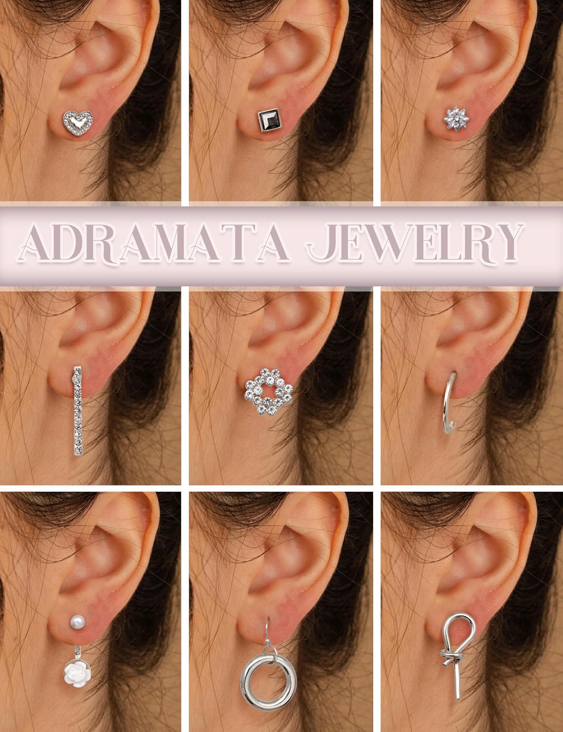 Adramata Orecchini Pendenti Fiore In Argento 925 | 3 Colori (Argento, Oro, Oro Rosa) | 2-in-1 Con Catina Corta E Lunga | Ipoallergenici, Regalo In Scatola
