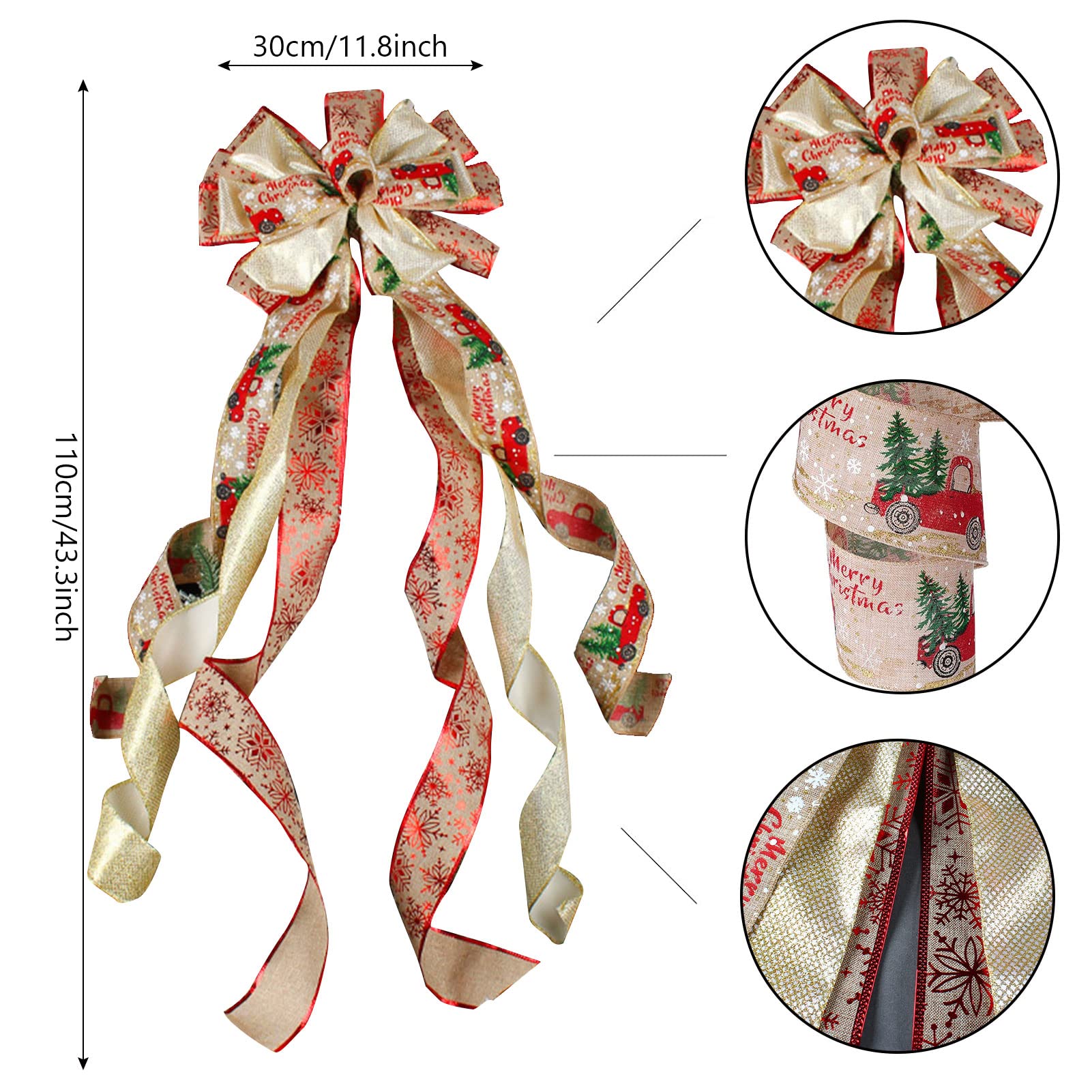 Amazon.co.jp: クリスマスツリートッパーボウ、44インチ × 13