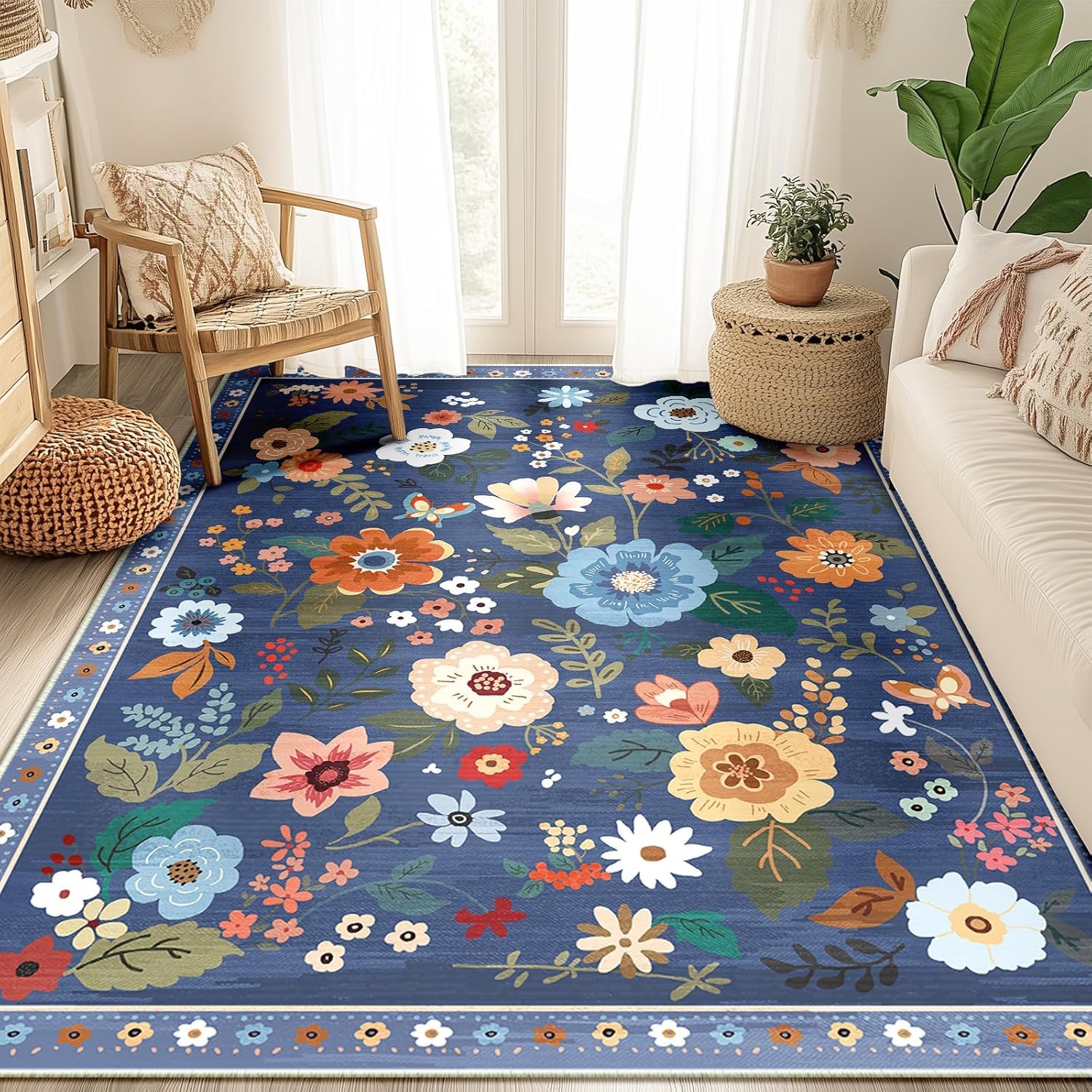 Tapis d'intérieur et extérieur au tissage floral moderne haut de gamme