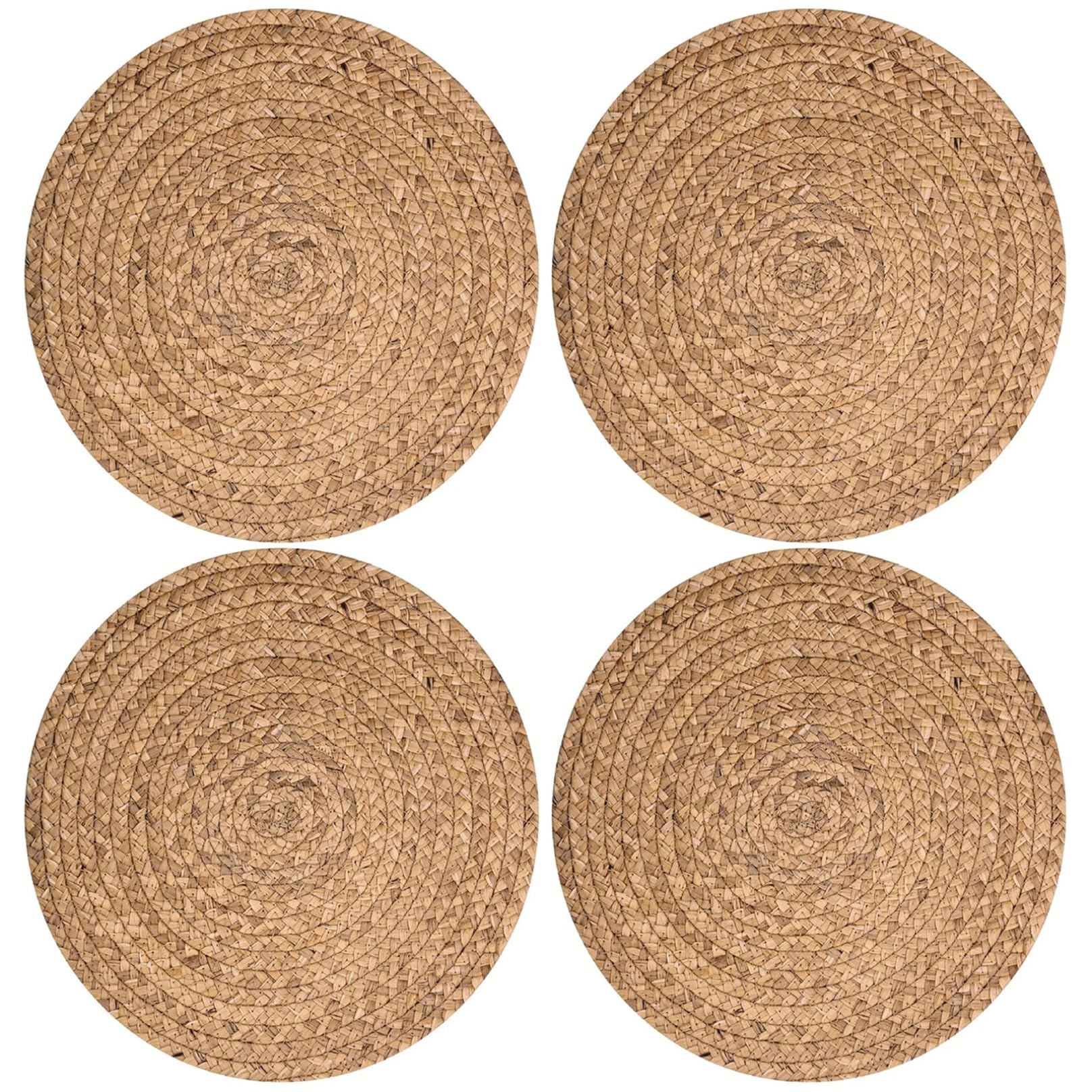 Ngbbby 25Cm Rattan Place Mats For Table - 4 Pack 10 Inch Round Papyrus Woven Placemats For Kitchen Dining Table