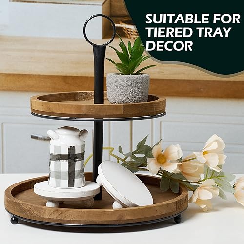 Vista 3 de Defined Deco Mini elevadores para exhibición, elevadores de madera para decoración, pedestales redondos pequeños de 5 pies (juego de 2, blanco)