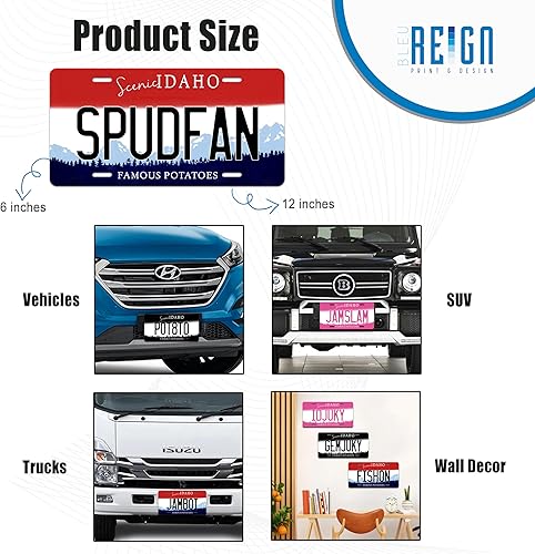 Miniatura 3 de Bleu Reign BRGiftShop - Placa de metal con nombre personalizable, llavero con diseño del estado de Idaho