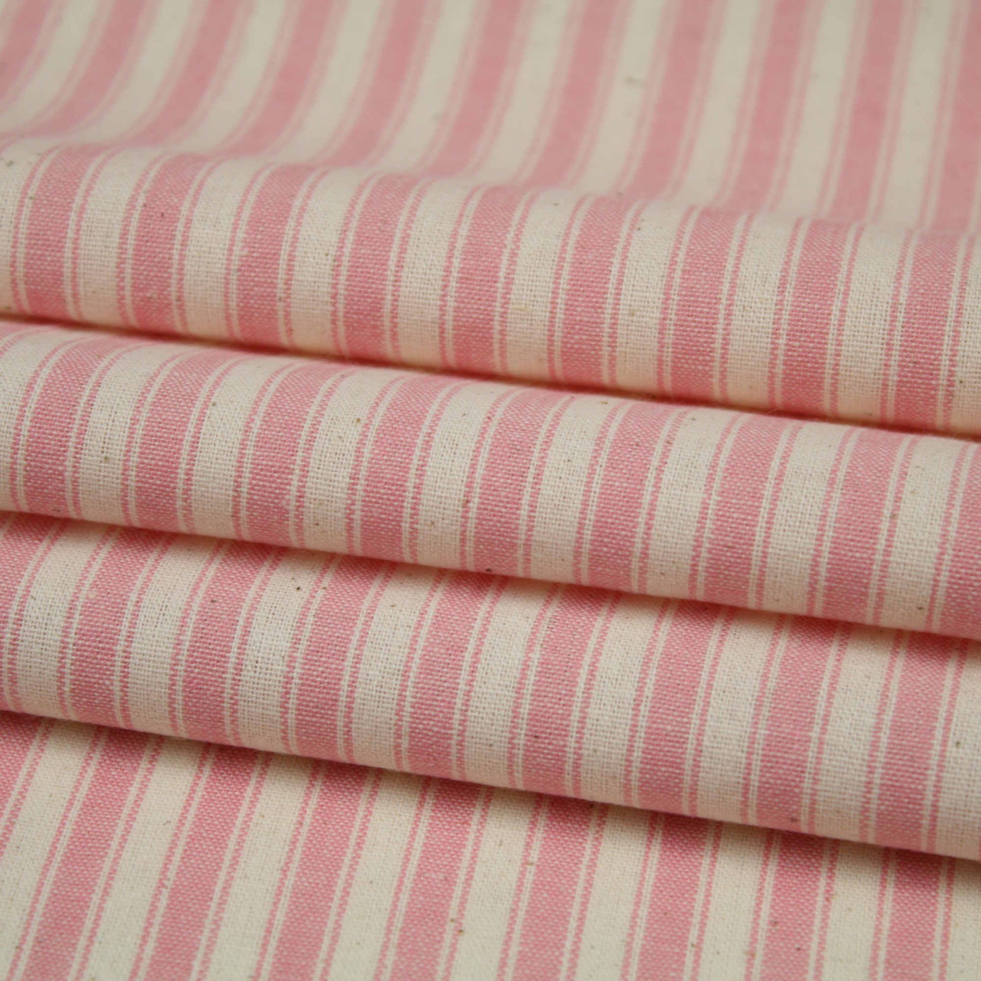 Ticking Style Stripes 100% Cotton Fabric Premium Quality 55" /140cm Wide Light-to-Medium Weight (Baby Pink, Half-Meter)