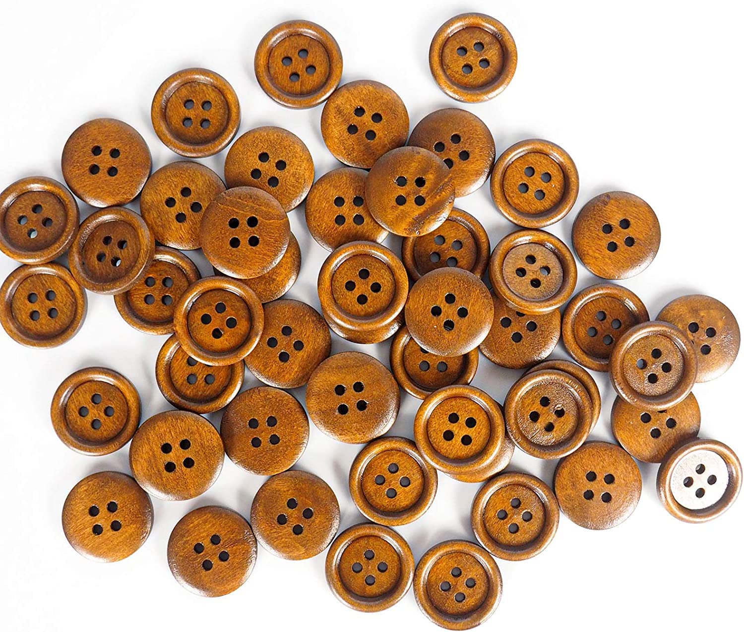 Daily Crafts Pack of Buttons Diameter 25 mm,(1 inch) 4 Holed for Sewing and Art and Craft Round Buttons with 4 Holes (Dark Brown, 50) 1