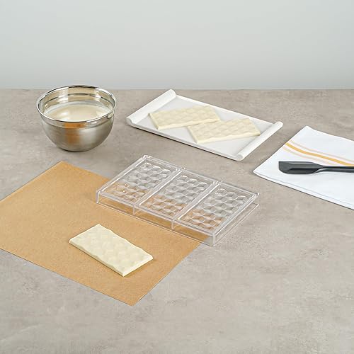 Miniatura 7 de Pastry Tek - Molde para moldear chocolate de 10.8 x 6.9 pulgadas, 1 molde de caramelo congelable, 3 cavidades, en forma de cubo 3D, molde de