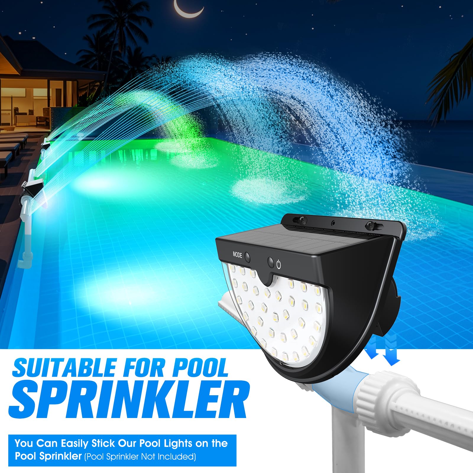 PoolLeader 2026 Luces Piscina Solares, Luz Solar Piscina para Piscinas Elevadas con Estructura Metálica, Luces LED Piscinas con Modos Multicolor, Impermeable & Antigolpes Luce Piscina para Jardín