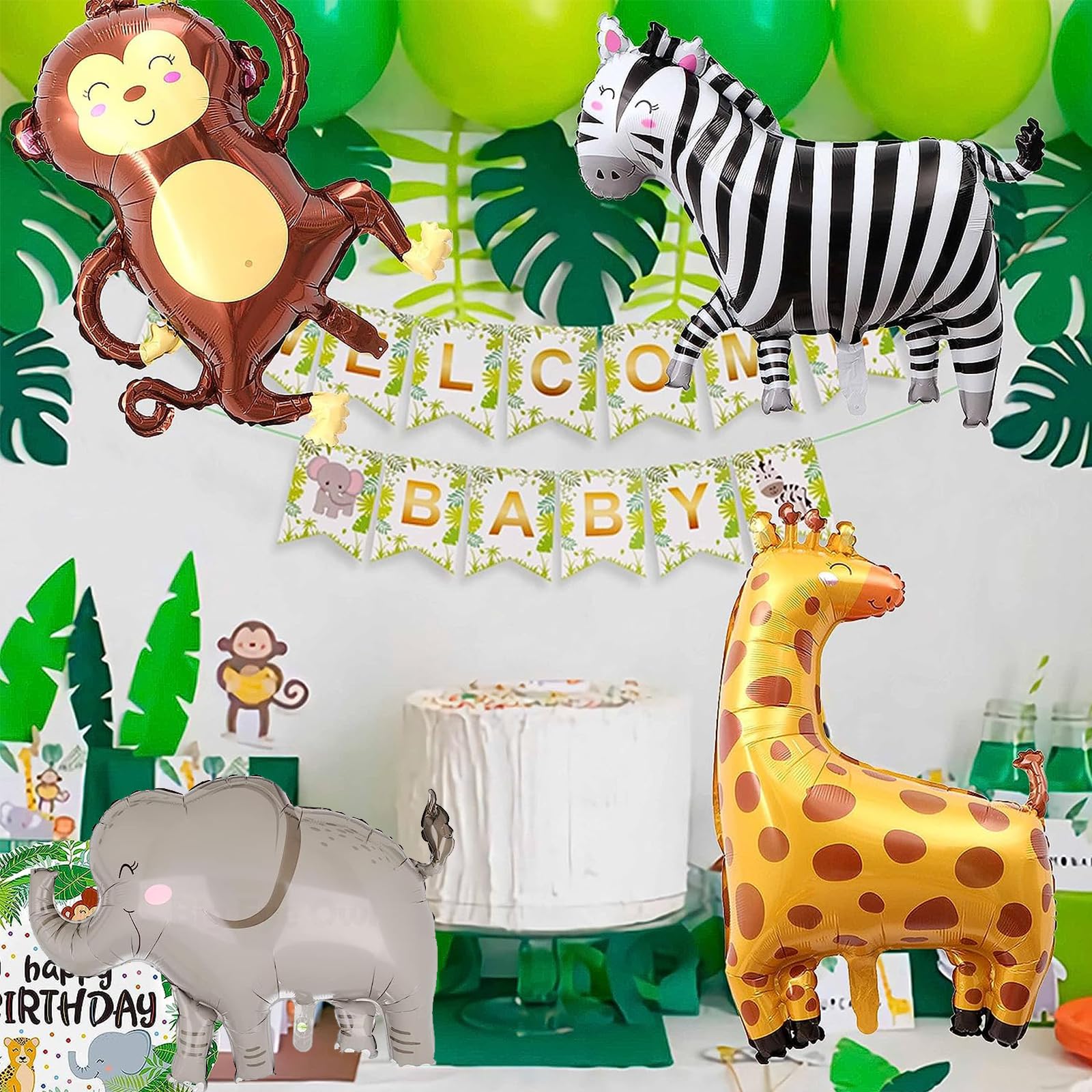LEMONSTONE Balloon Animals, Pack of 7 Foil Animal Balloons, Jungle Safari Decoration, Reusable, Perfect for Baby Showers, Kids Parties - Image 4
