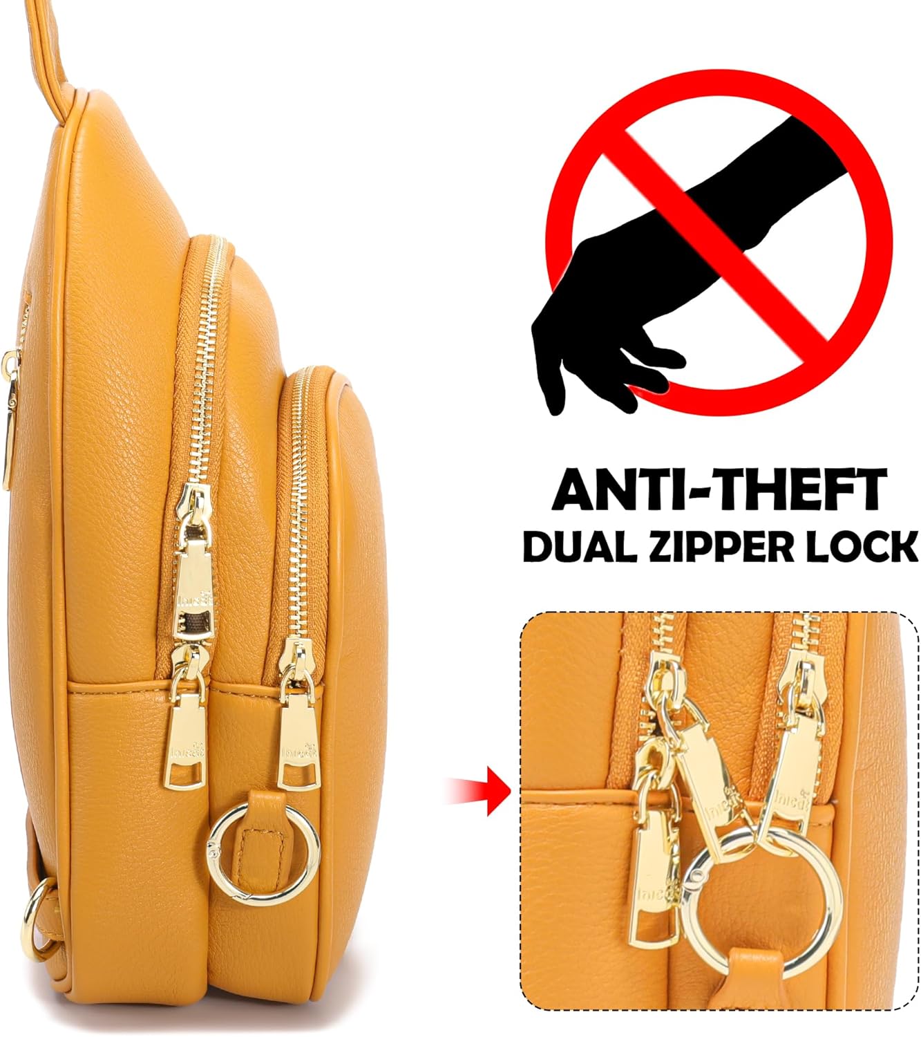 INICAT Crossbody Sling Bags Fanny Packs Leather Purses Chest Bag for Women - Image 3