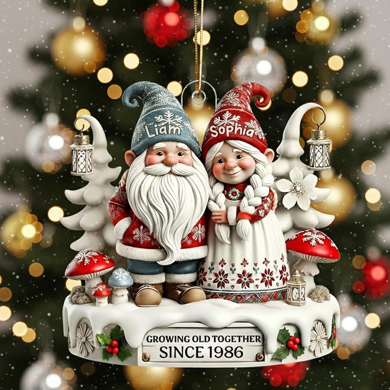 Personalized Couple Christmas Ornament with Custom Names, Growing Old Together Holiday Keepsake for Husband Wife Parents, Christmas Tree Décor - Image 3