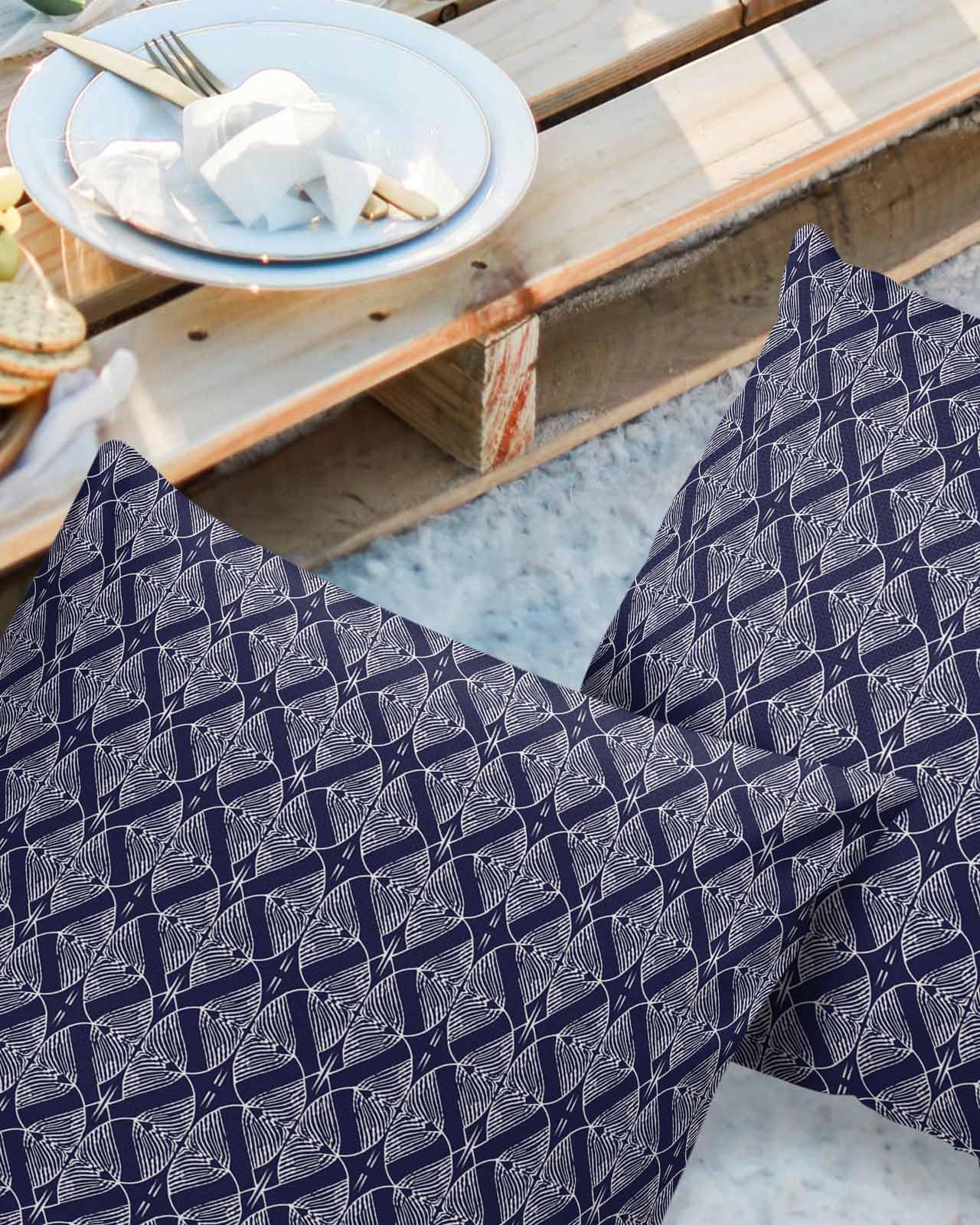 LEOKOTI Blue Abstract Outdoor Pillow Covers 20