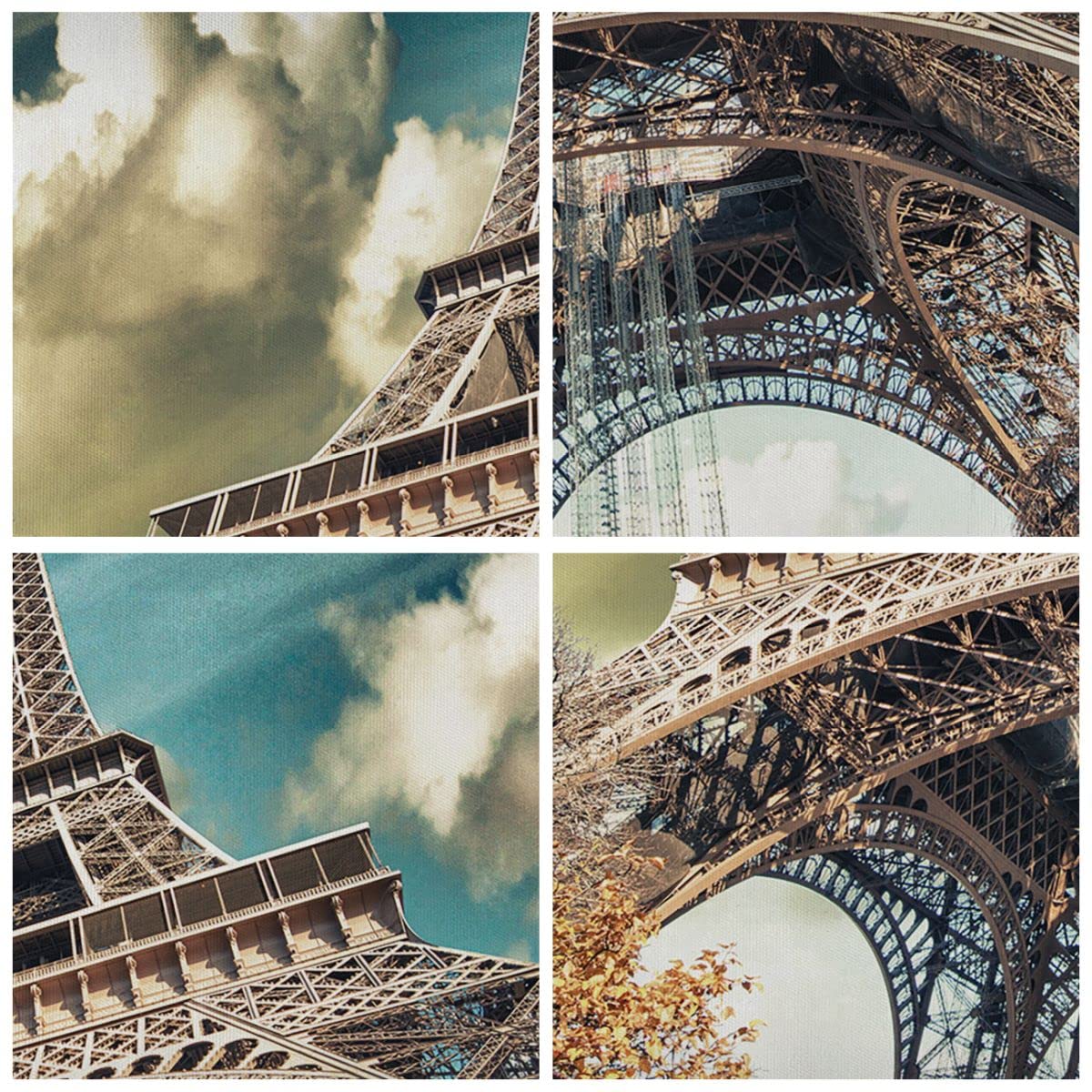 Cuadro Decorativo 150x100cm Moderno Tríptico Arquitectura Ciudades - 2489 | Eiffel Ingeniería Europa Cuadro sobre Lienzo Grande Arte mural Decoración del Hogar Salón Dormitorio Oficina Cuadros de Pared