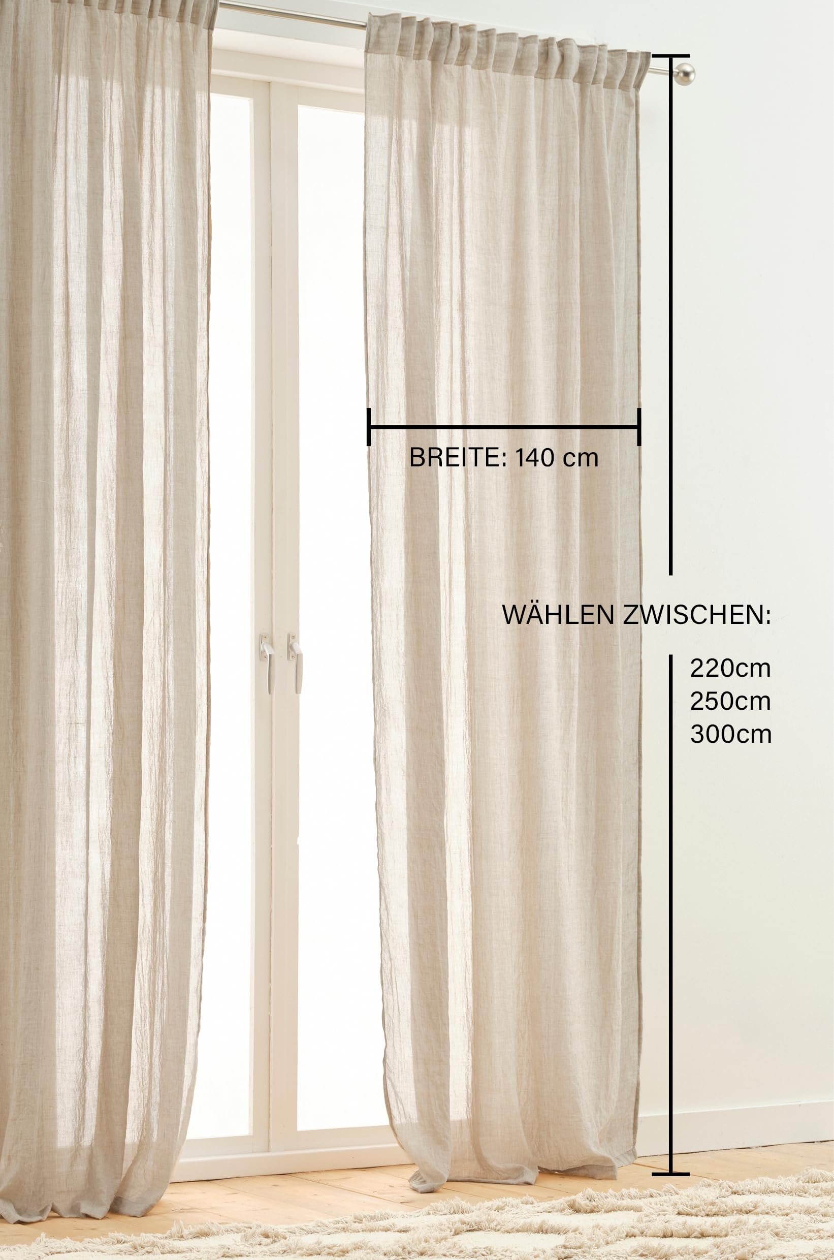 JOTEX Multifunktionsgardine Layer 2er Set, Polyester-Baumwoll -Mischung, Oeko-TEX® Standard 100 Zertifiziert, bessere Baumwolle - Greige, 140 x 300 cm, Grau