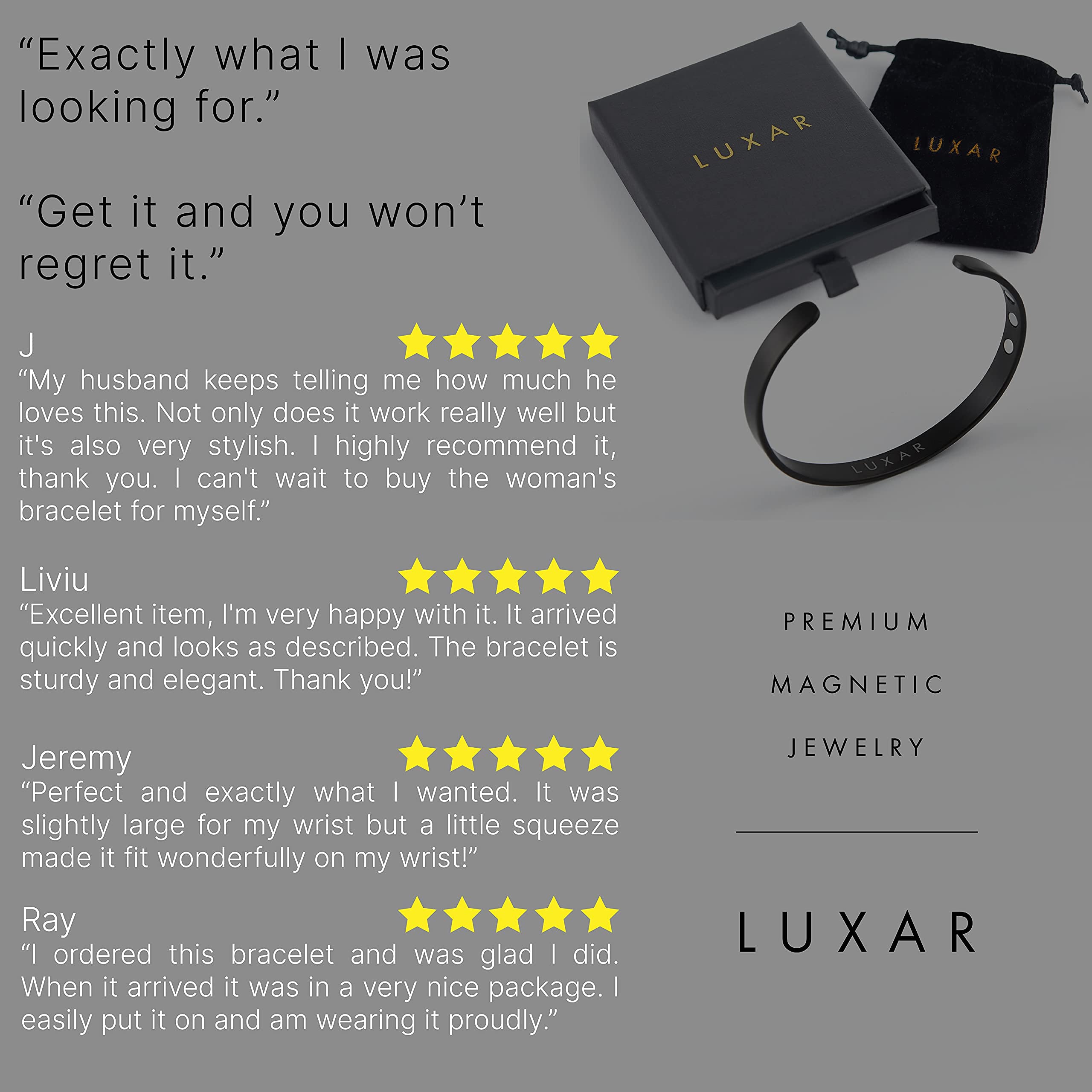 LUXAR® Men's Titanium Therapy Bracelet for Pain Relief
