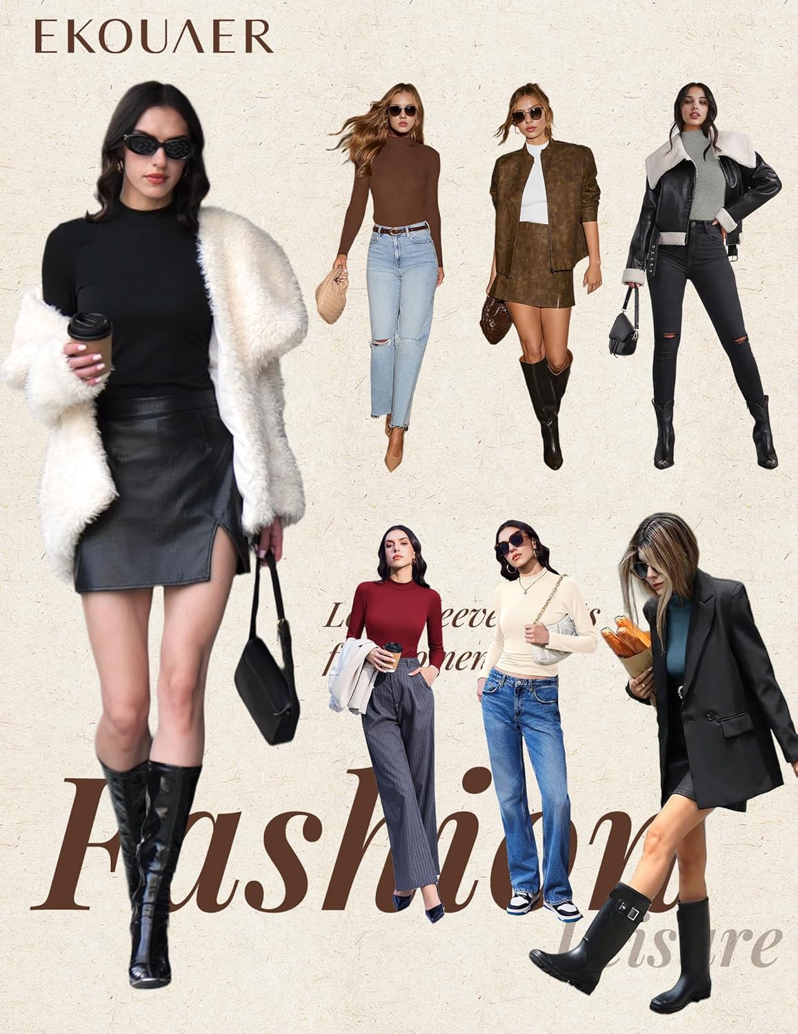 Ekouaer 3 Pack Mock Turtlenecks Tops for Women Long Sleeve Ribbed Shirts Thermal Slim Fit Lightweight Undershirts S-XXL - Image 6