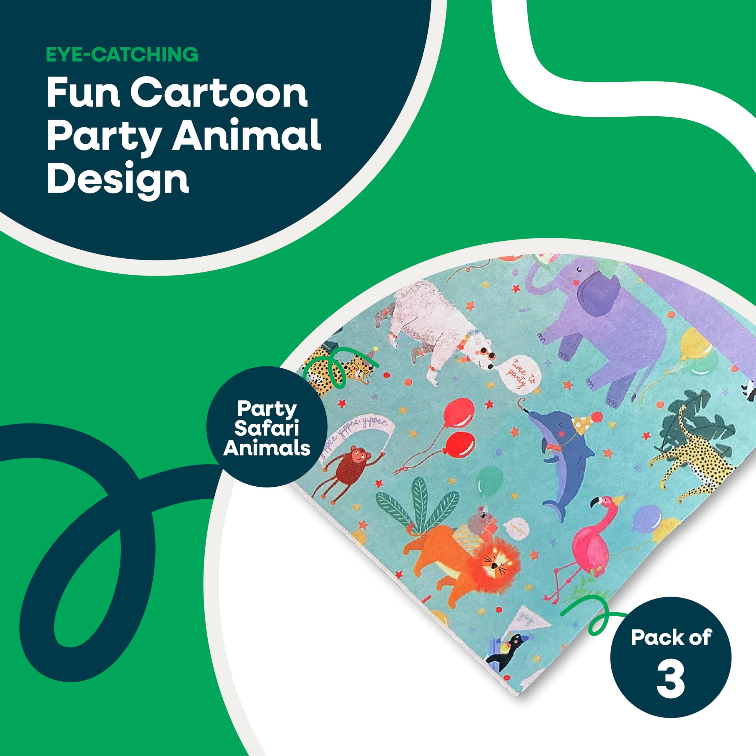 Totely Party Animals Table Cover Pack of 3-180cm Recyclable Paper Tablecloths for Parties Events and Birthdays - Image 2