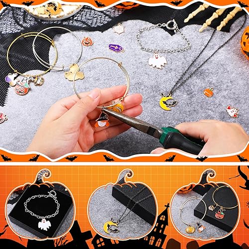 Miniatura 2 de Tudomro 300 dijes de Halloween para otoño, Acción de Gracias, para collares, aretes, pulseras, joyería, surtido de 150 estilos, joyería de aleación,