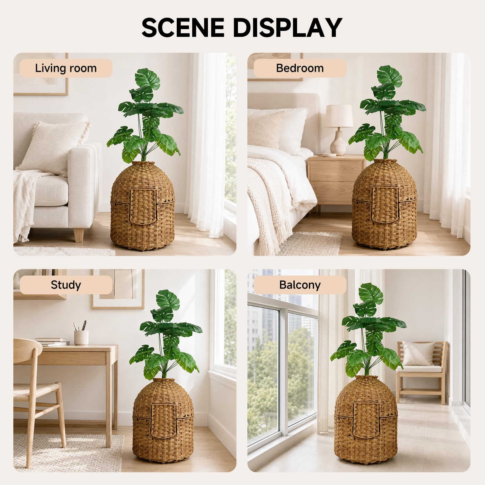 Stylish Rattan Cat Litter Box - Hide Waste & Decorate -7