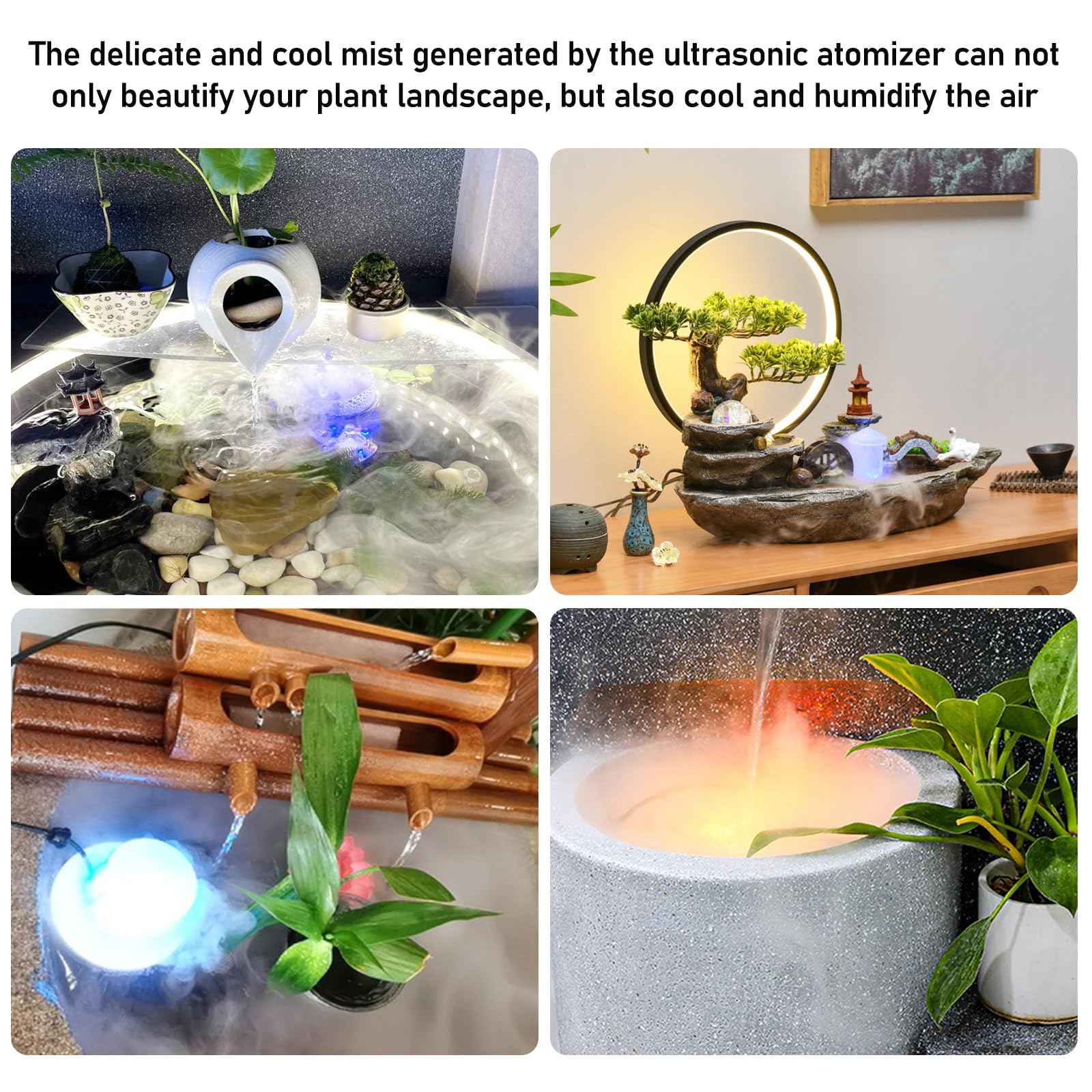 PORFOYO Nebulizzatore ad Ultrasuoni, 12 LED Nebulizzatore a Ultrasuoni, Mist Maker Fogger, Nebulizzatore Fontana, Nebulizzatore Halloween con Paraspruzzi Rimovibile per Interni o Esterni Halloween