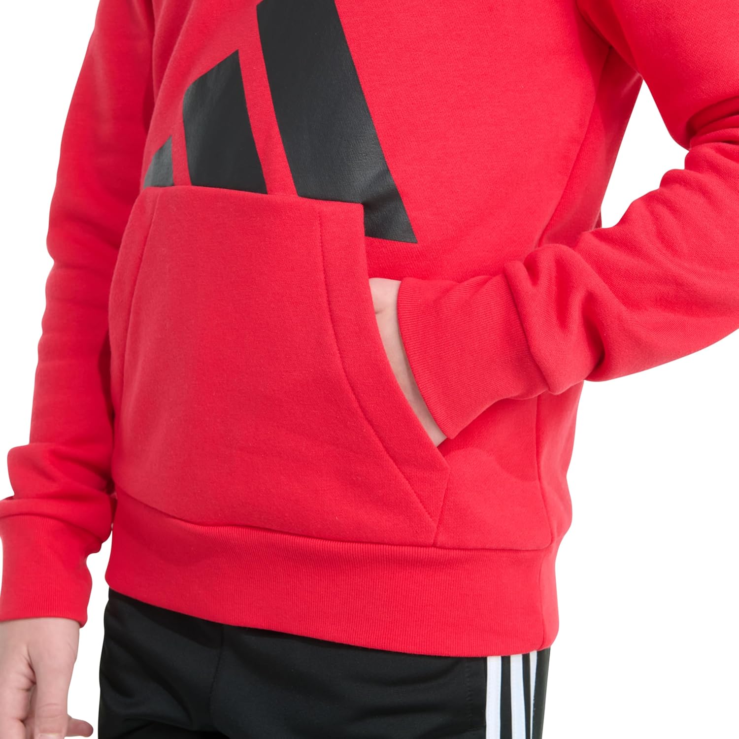 adidas Boys Essential Big Logo Fleece Hooded Pullover (Big Kid), Pure Ruby, Medium, Big Kid - Image 5