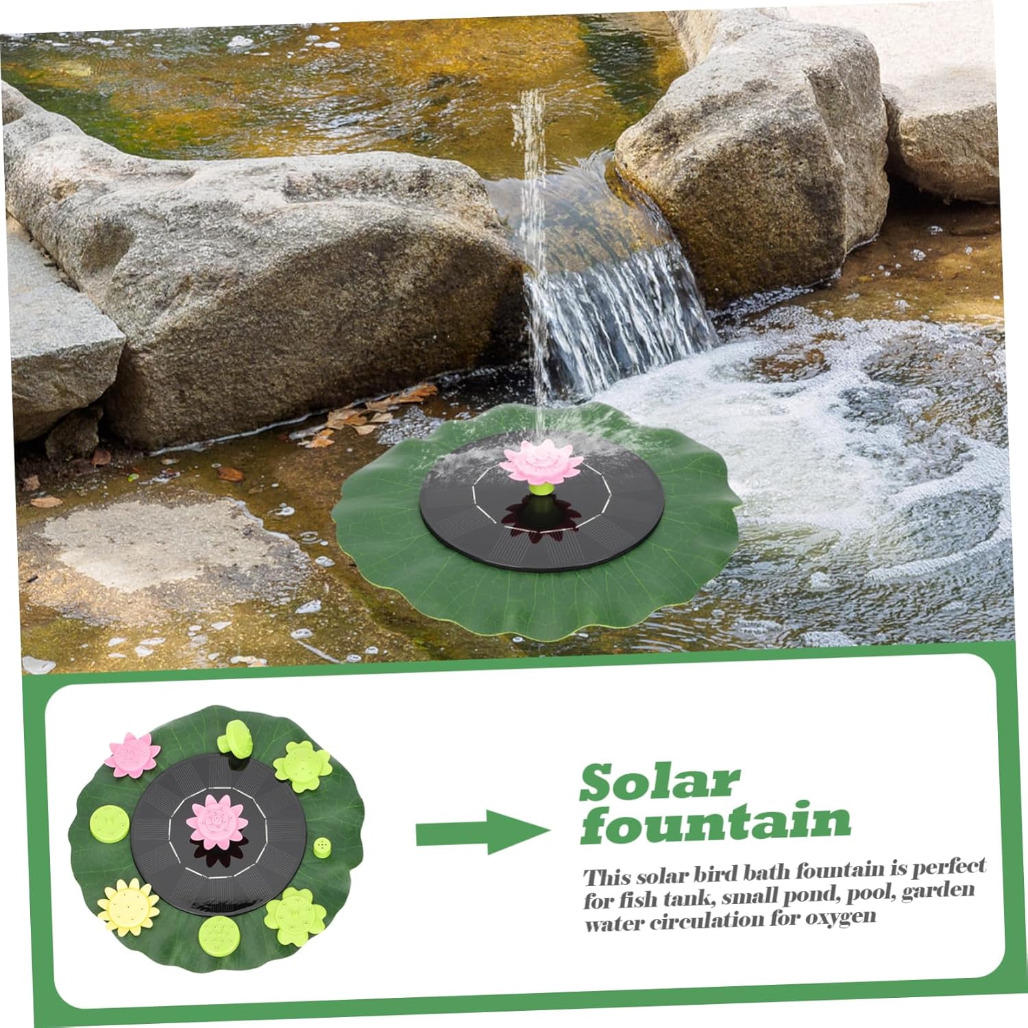 SUPVOX Solar-powered Bird Bath Lotus Fountain Garden Decor Pool Water Feature Easy and Operate