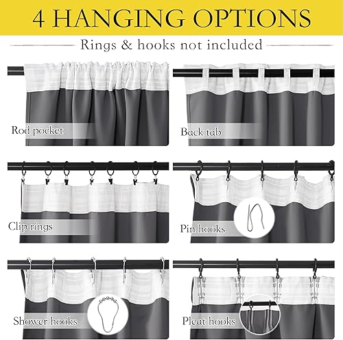 Miniatura 3 de NICETOWN - 2 paneles de cortinas opacas para sala de estar, plisadas y extralargas, para oscurecimiento de habitación y reducción de sonido, con