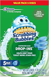 Scrubbing Bubbles Continuous Clean Toilet Bowl Tablets Drop-Ins, 5 Pack - 4 Weeks Stain & Limescale Protection