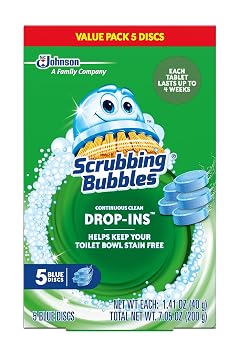 Scrubbing Bubbles Continuous Clean Toilet Drop-Ins Automatic Blue Toilet Bowl Cleaner Septic-Safe Tank Tablets Remove Hard Water Minerals