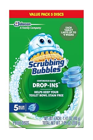 Scrubbing Bubbles Continuous Clean Toilet Drop-Ins Automatic Blue Toilet Bowl Cleaner Septic-Safe Tank Tablets Remove Hard Water Minerals